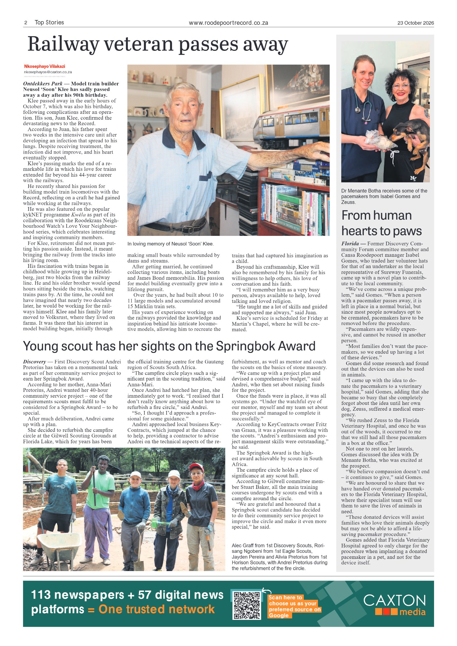 Roodepoort Record 23 October 2026 | Roodepoort Record