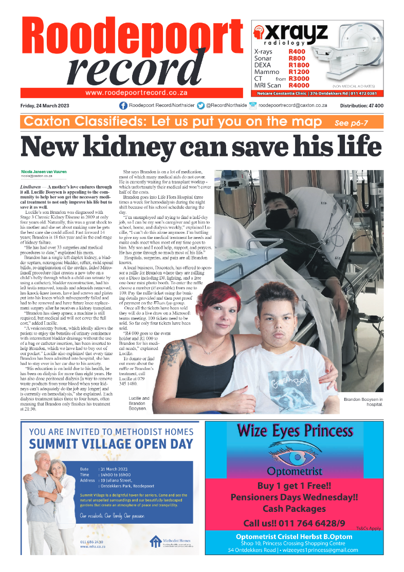 Roodepoort Record 24 March 2023 page 1