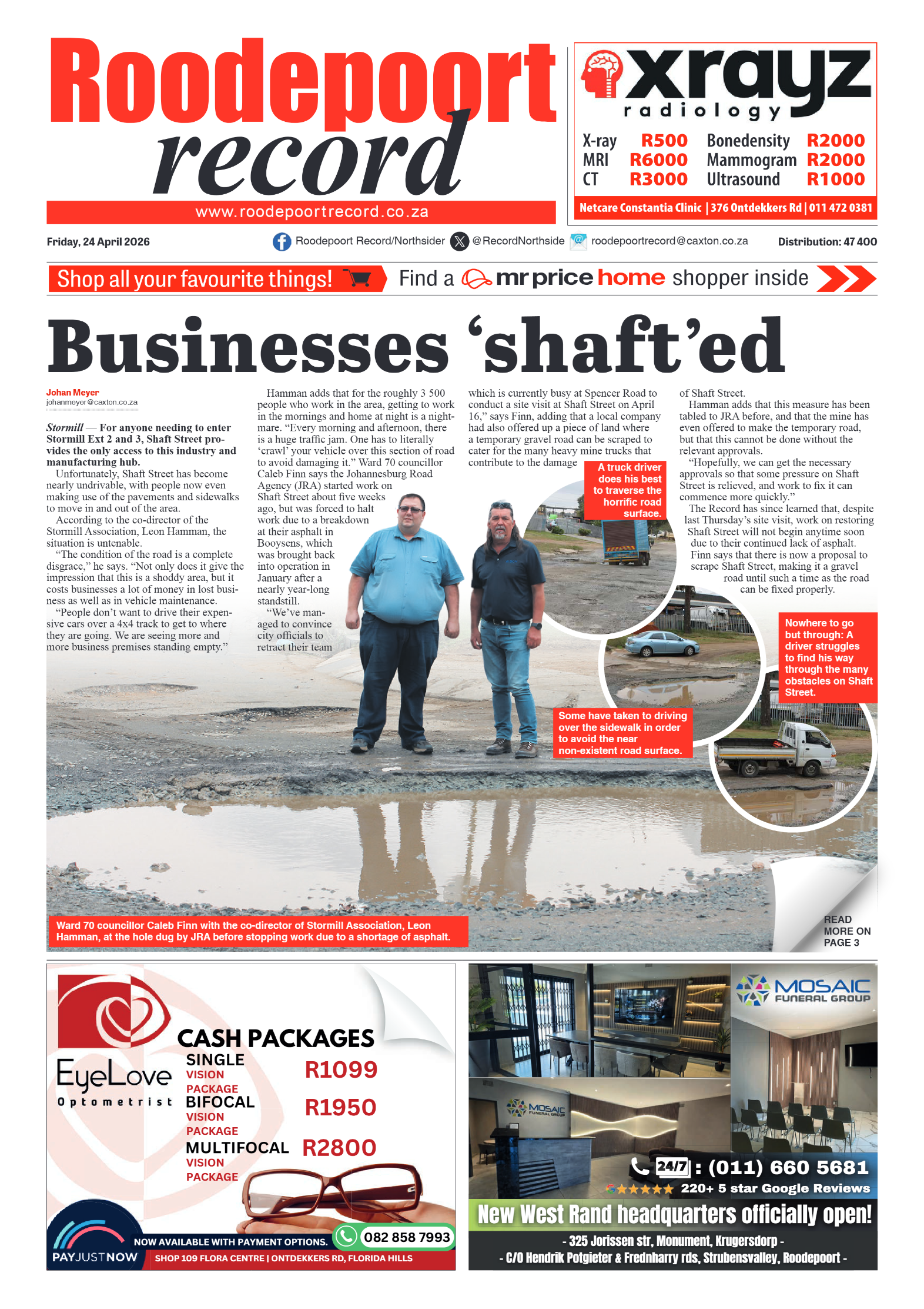 Roodepoort Record 24 April 2026 page 1