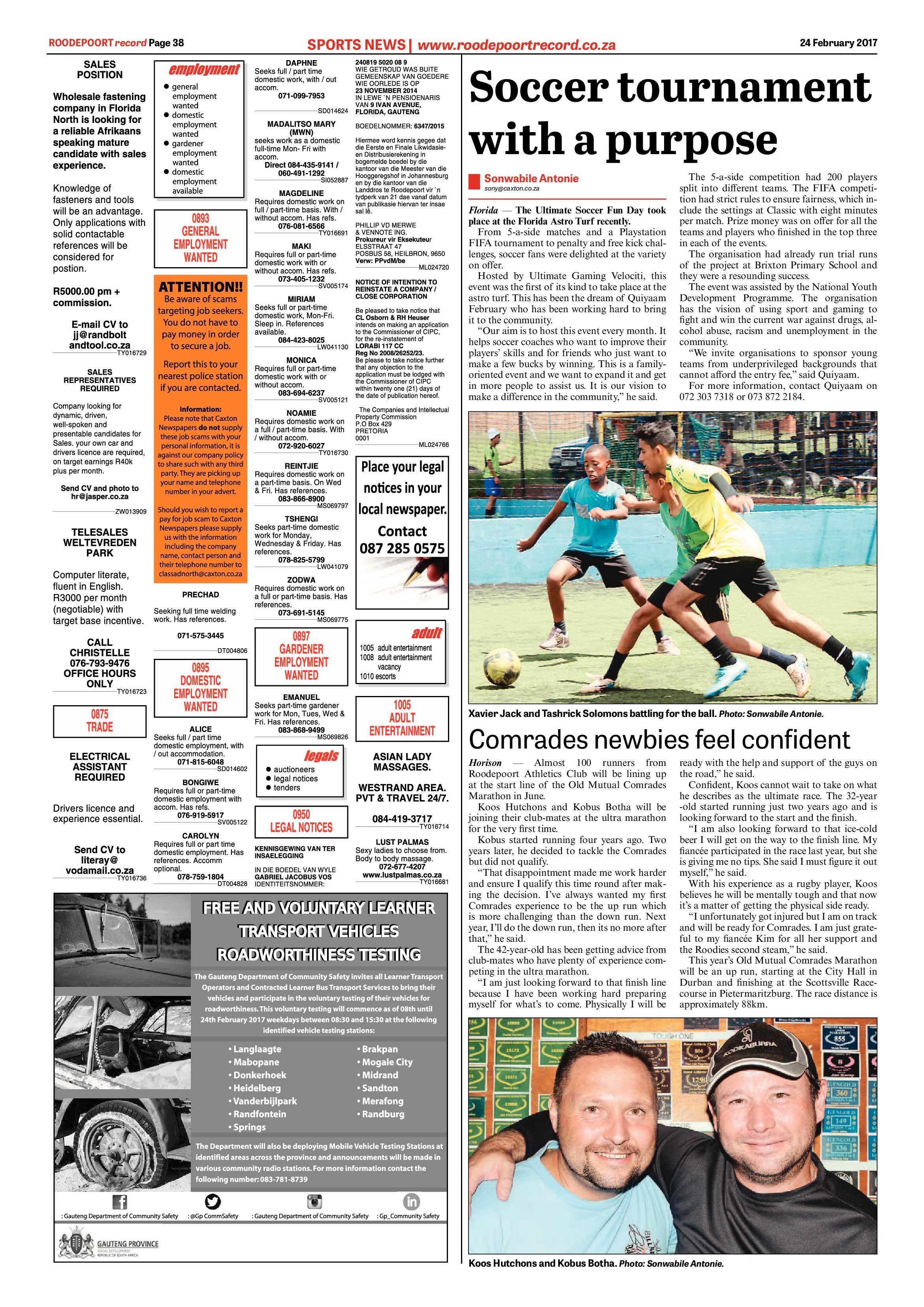 Roodepoort Record 24 February 2017 page 38