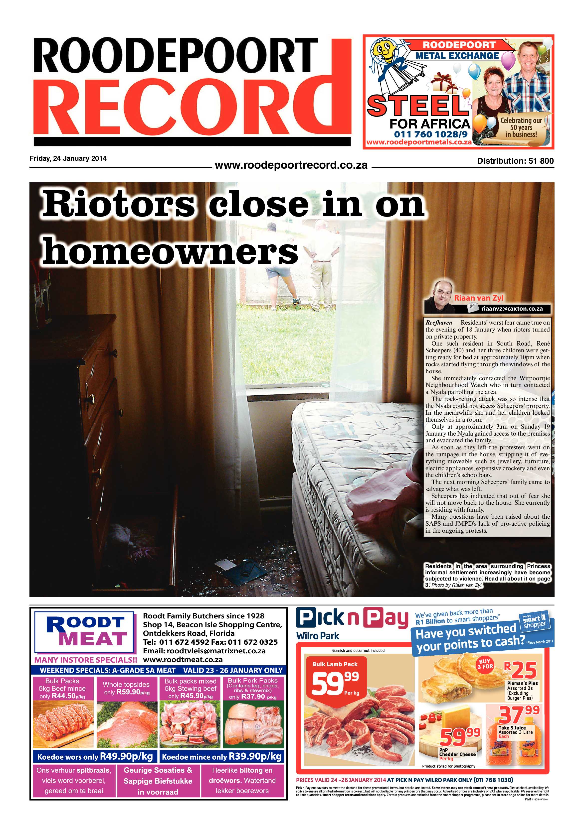 Roodepoort Record 24 January 2014 page 1