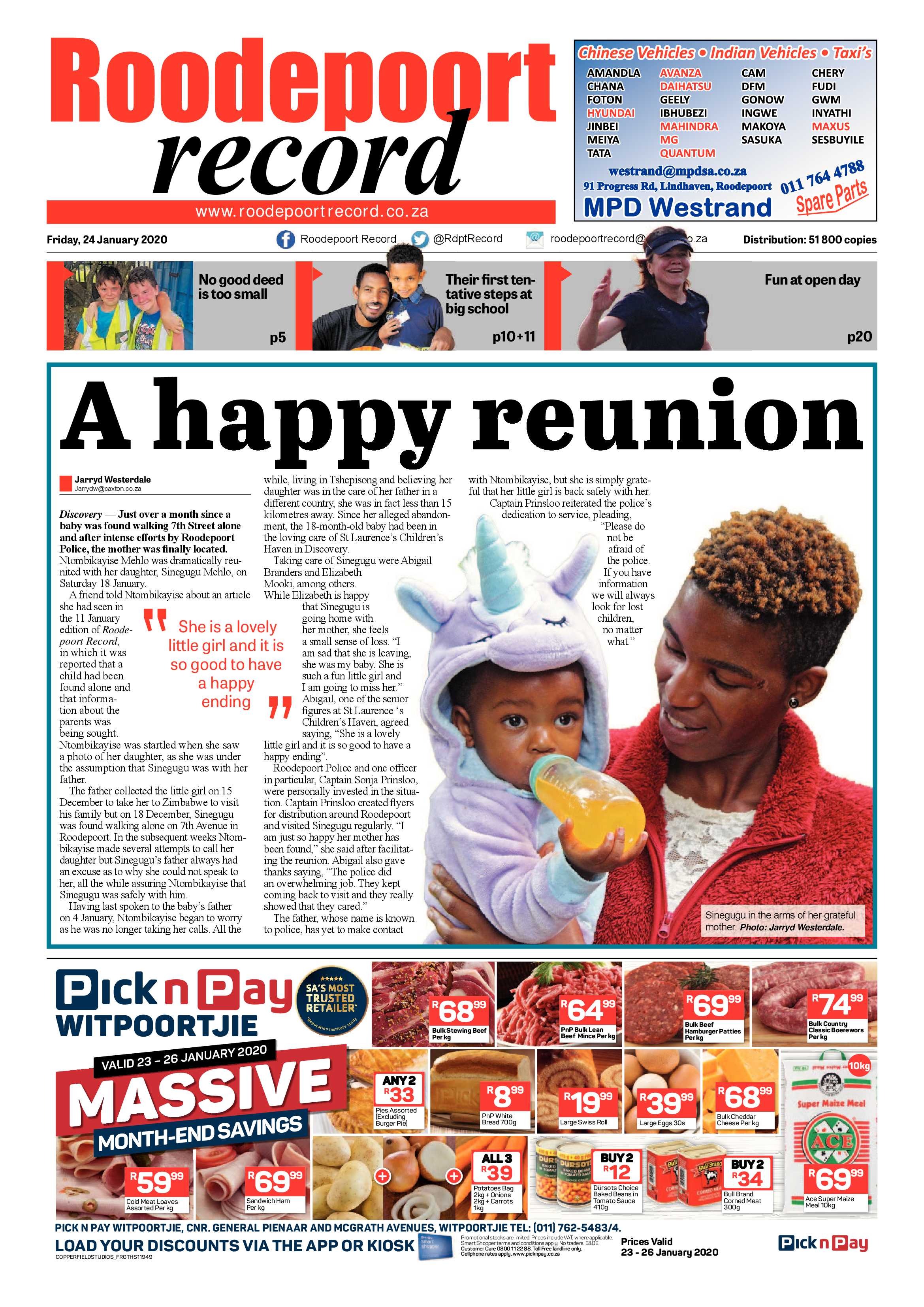 Roodepoort Record 24 January 2020 page 1
