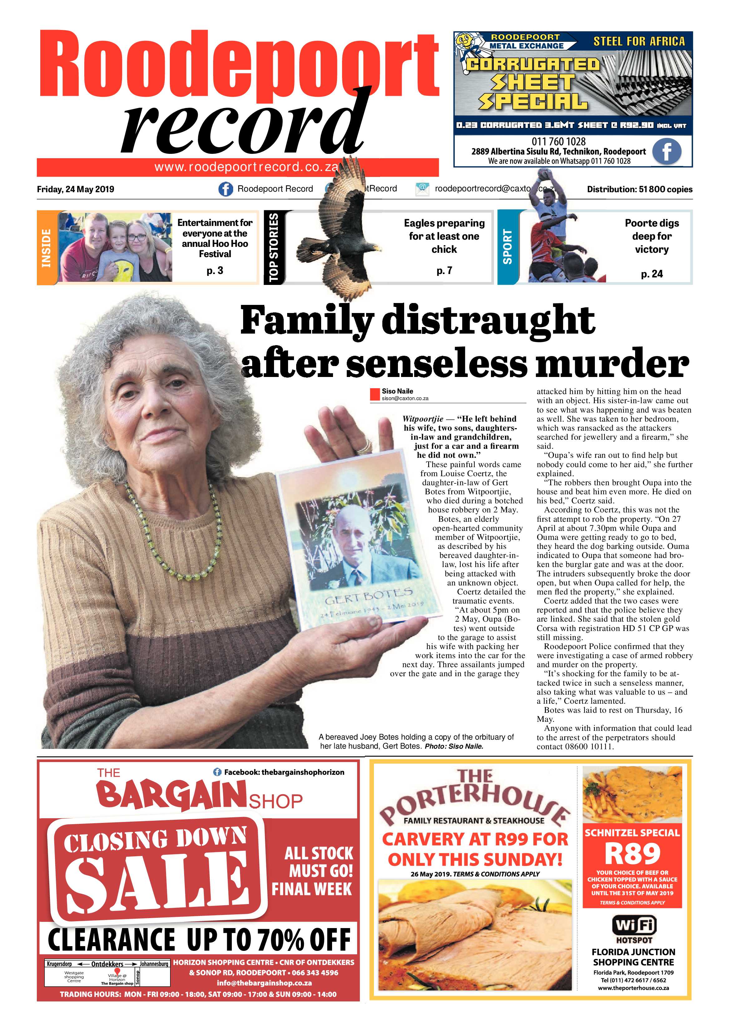 Roodepoort Record 24 May 2019 page 1