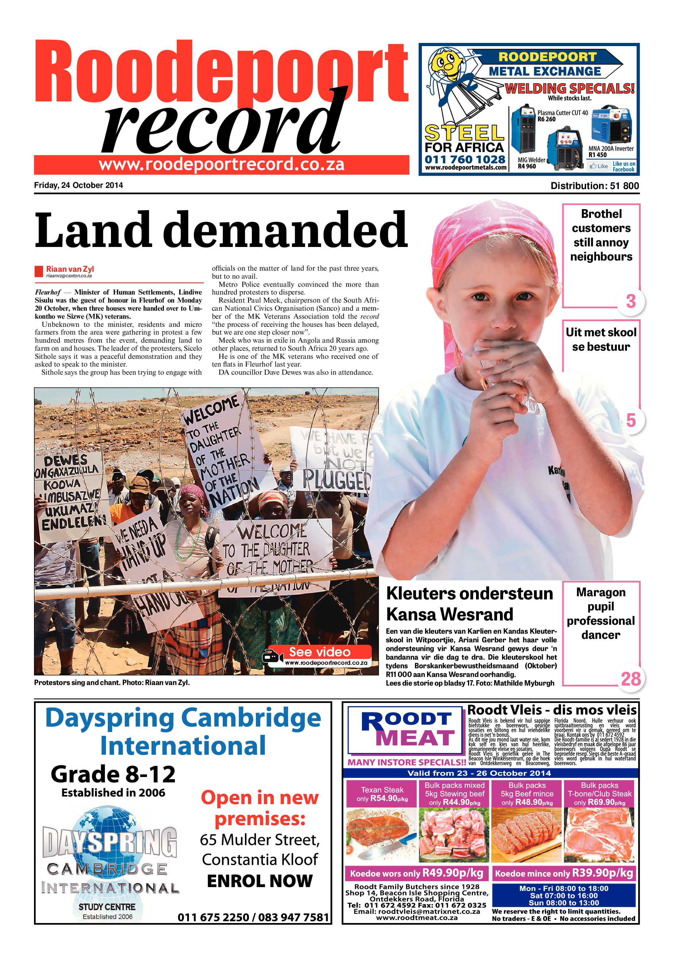 Roodepoort Record 24 October 2014 page 1