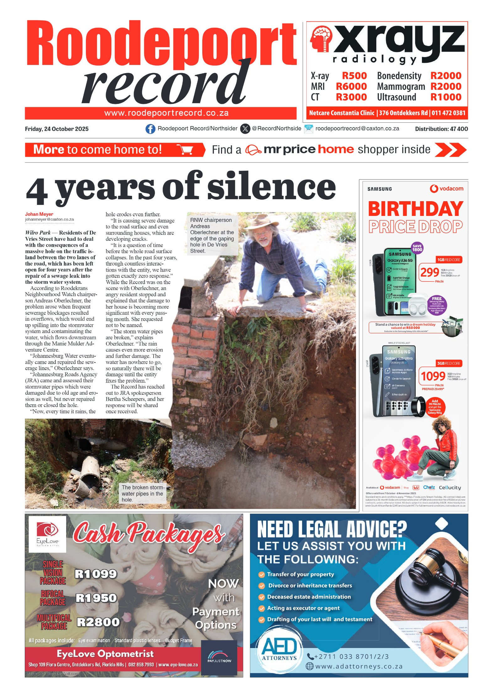 Roodepoort Record 24 October 2025 page 1