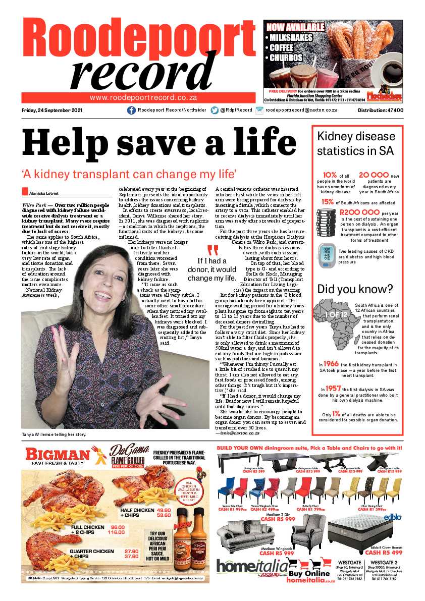 Roodepoort Record 24 September 2021 page 1