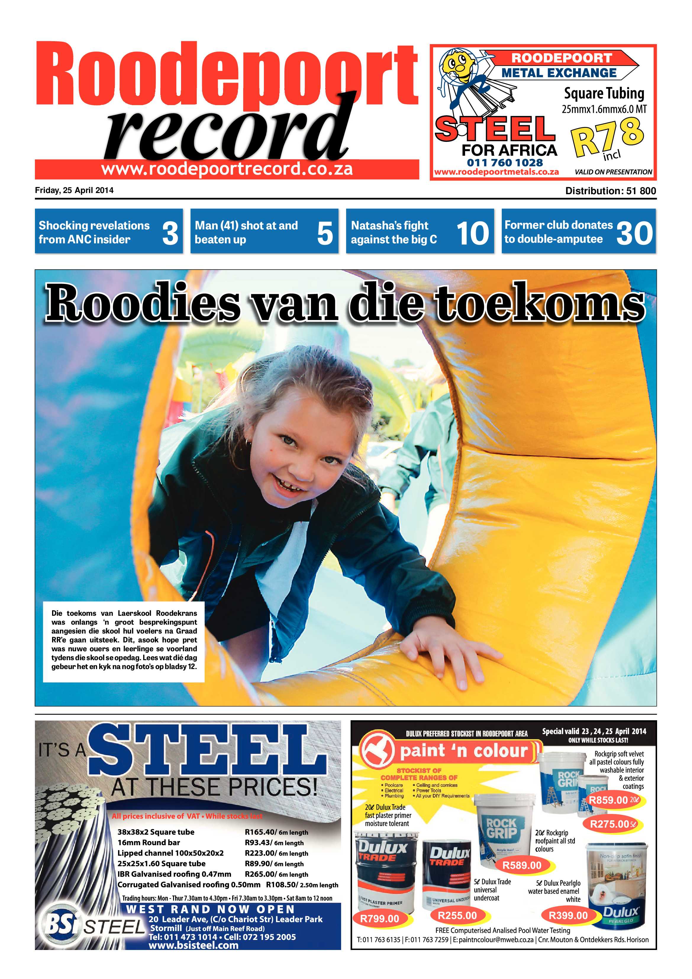 Roodepoort Record 25 April 2014 page 1