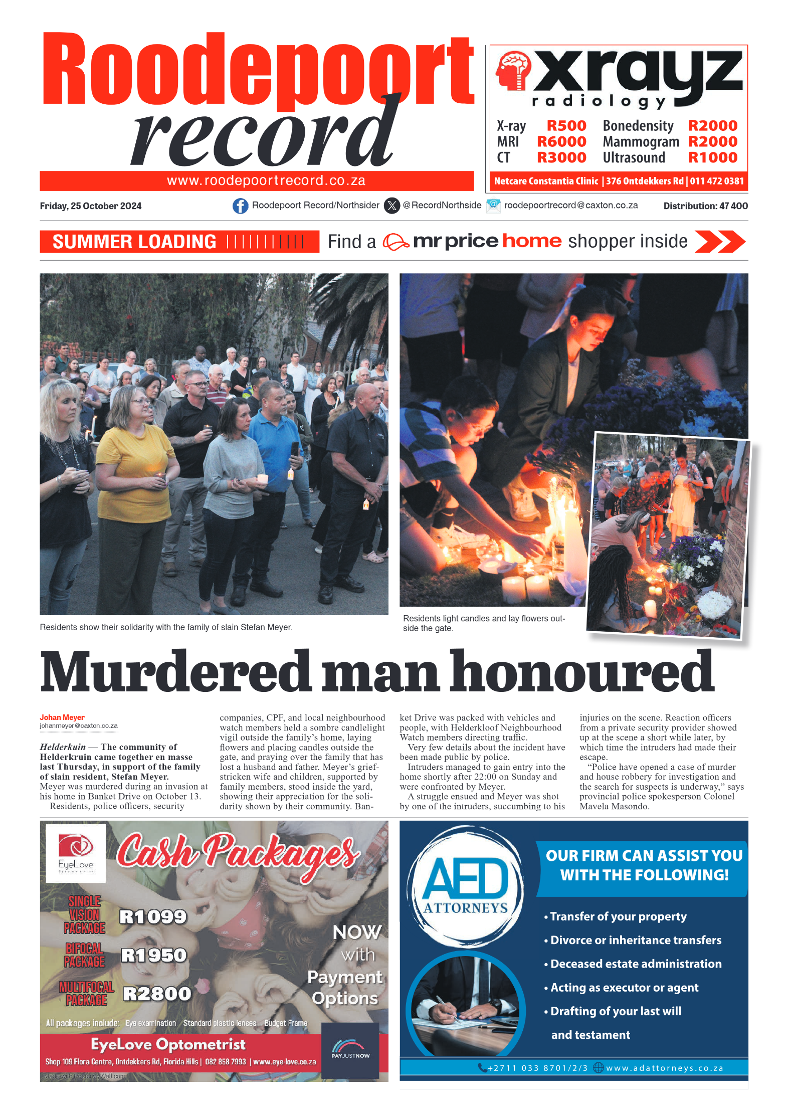 Roodepoort Record 25 October 2024 page 1