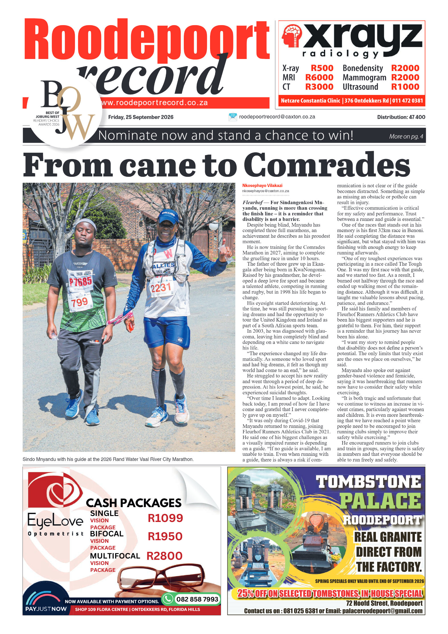 Roodepoort Record 25 September 2026 page 1