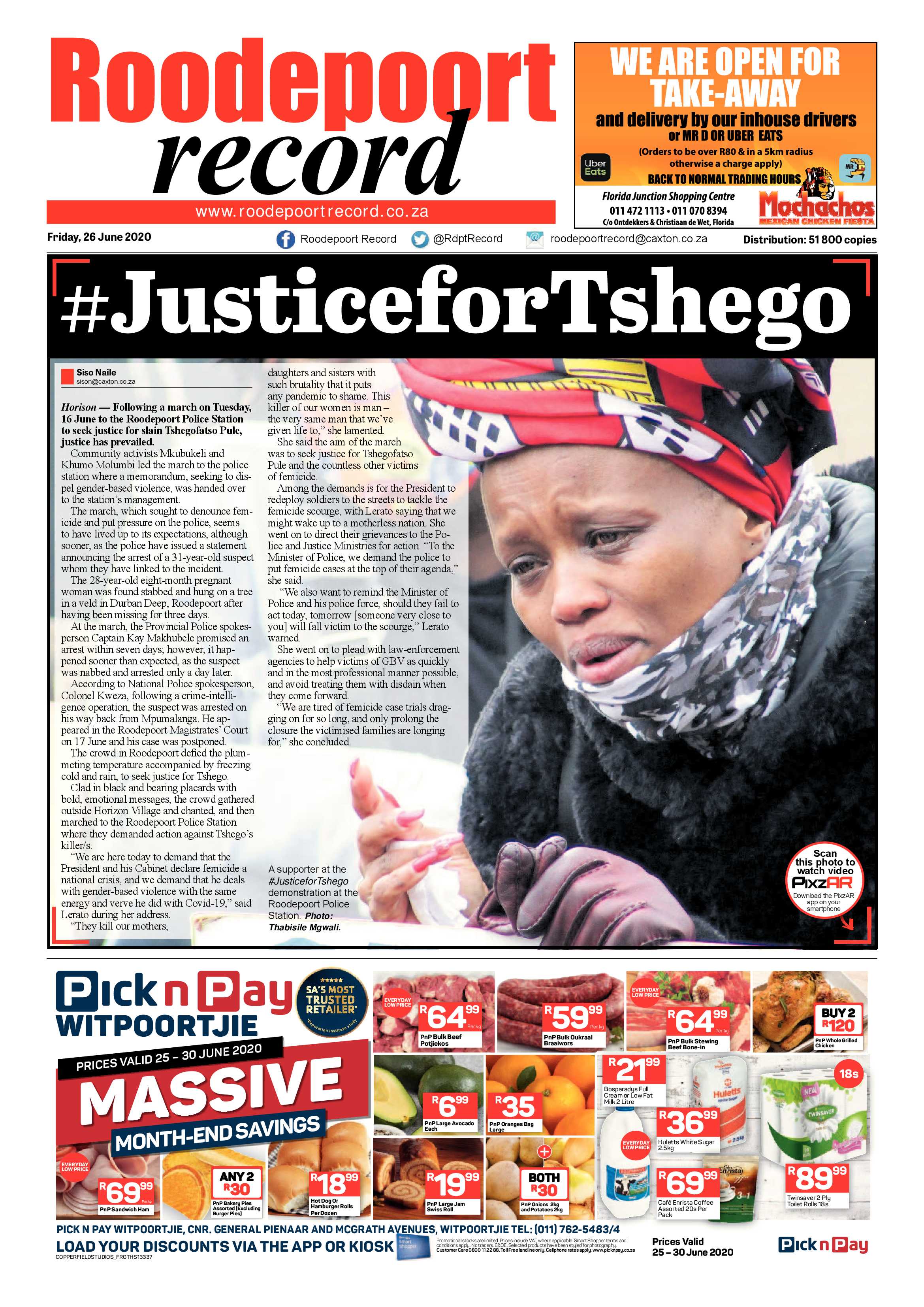 Roodepoort Record 26 June 2020 page 1