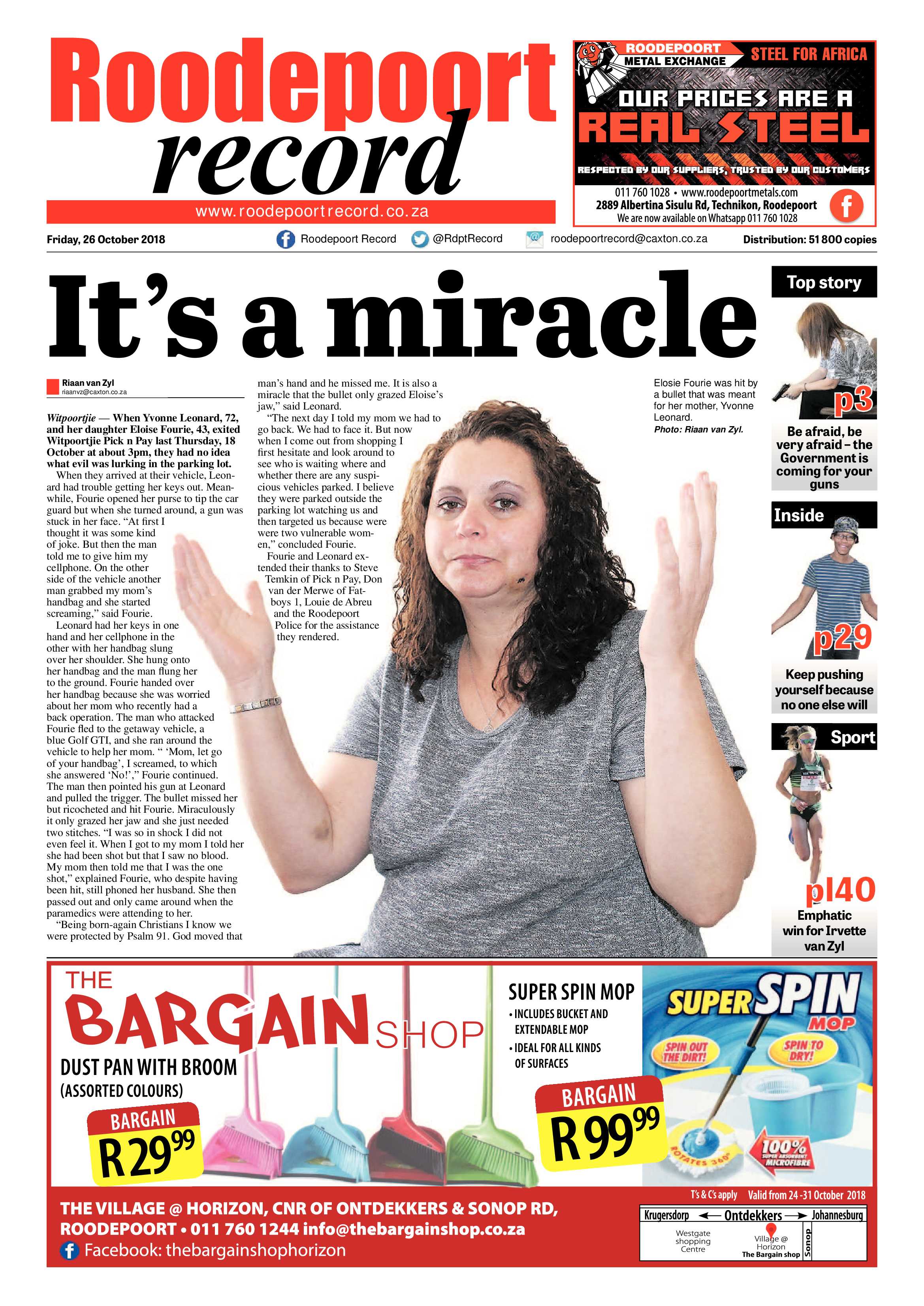 Roodepoort Record 26 October 2018 page 1