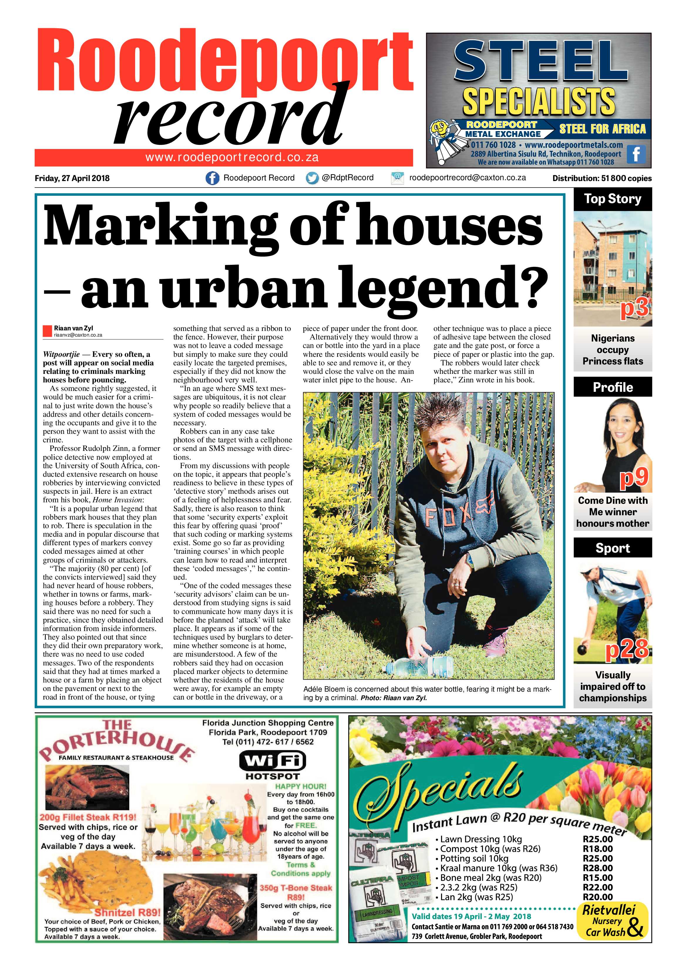 Roodepoort Record 27 April 2018 page 1