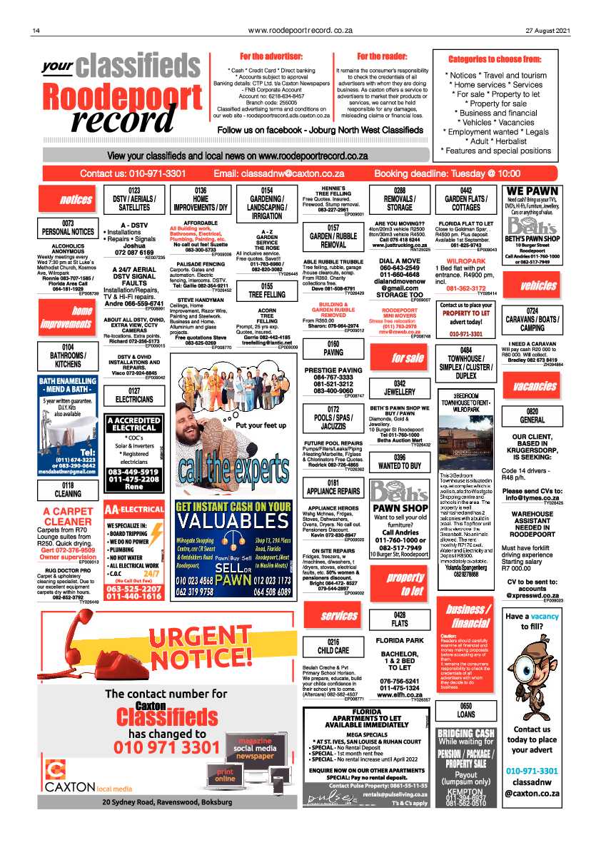 Roodepoort Record 27 August 2021 page 16