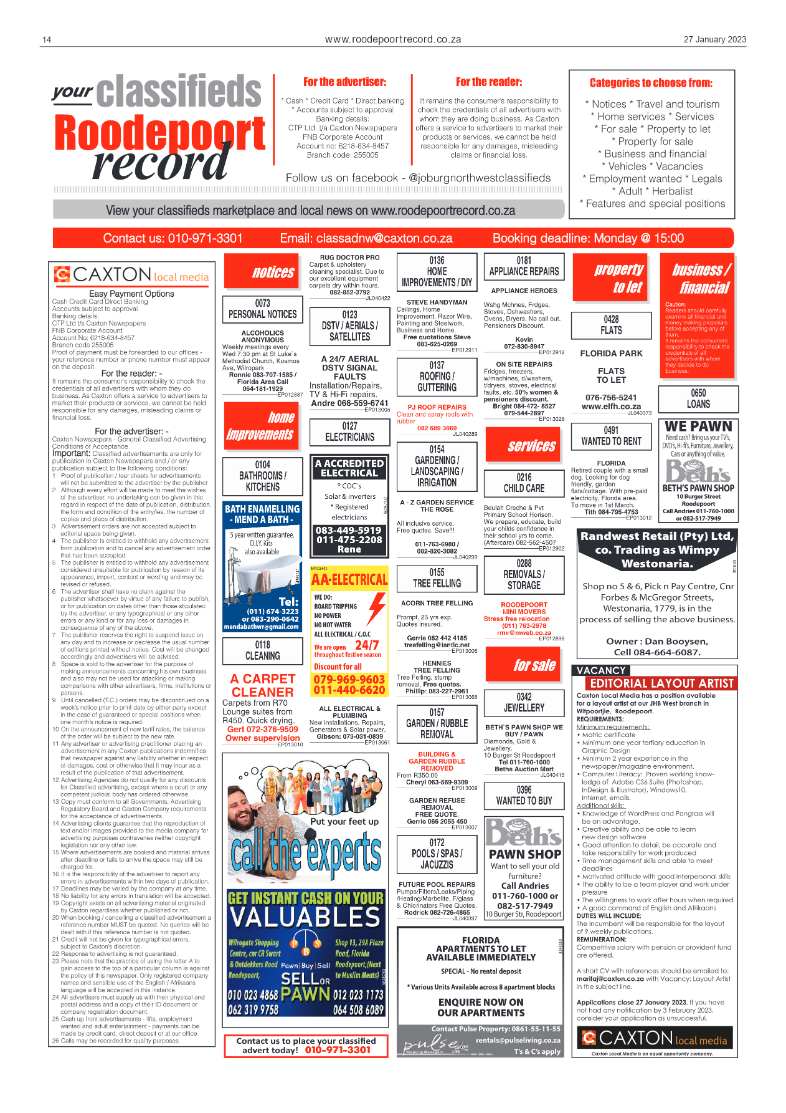 Roodepoort Record 27 January 2023 page 14