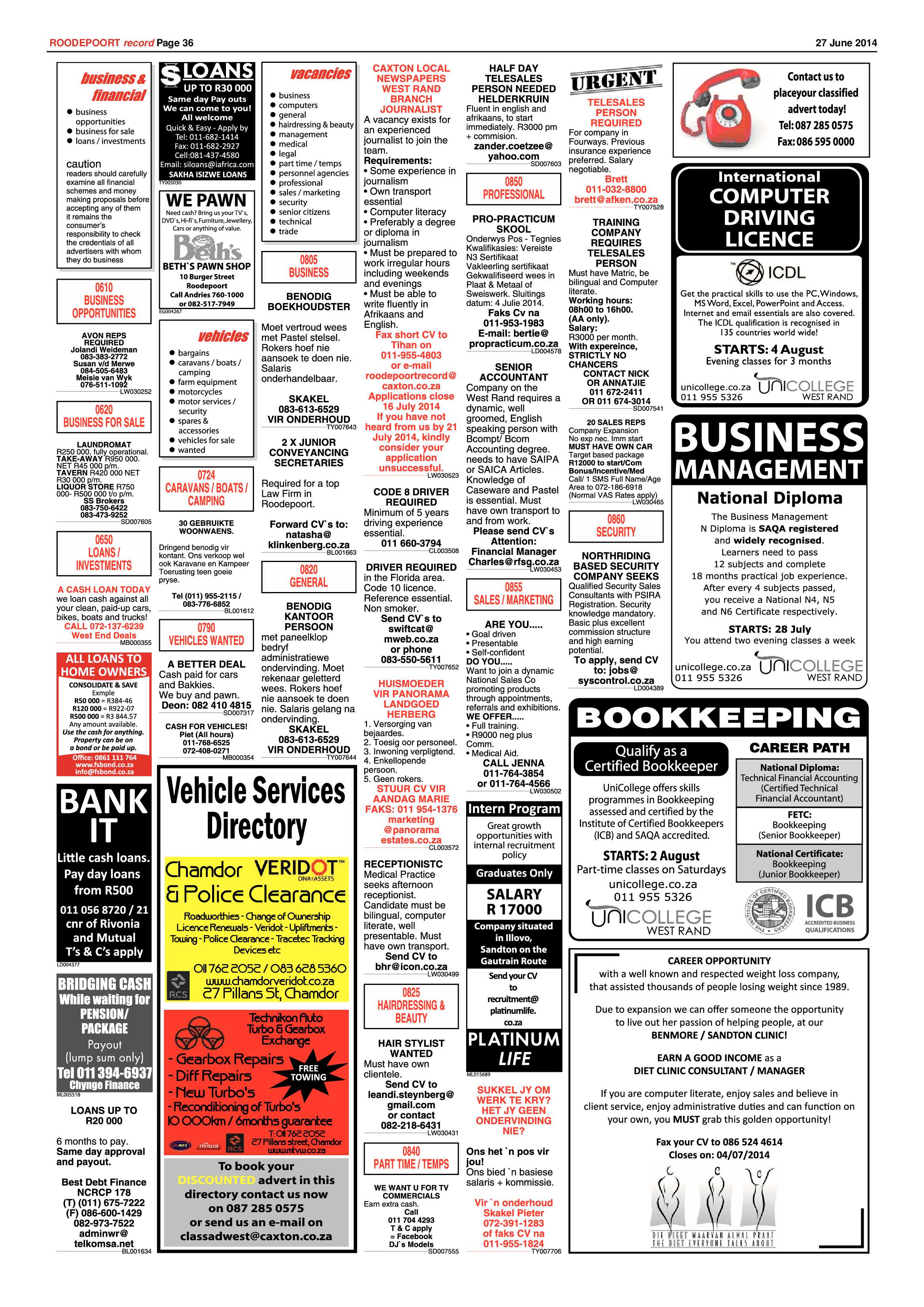 Roodepoort Record 27 June 2014 page 36