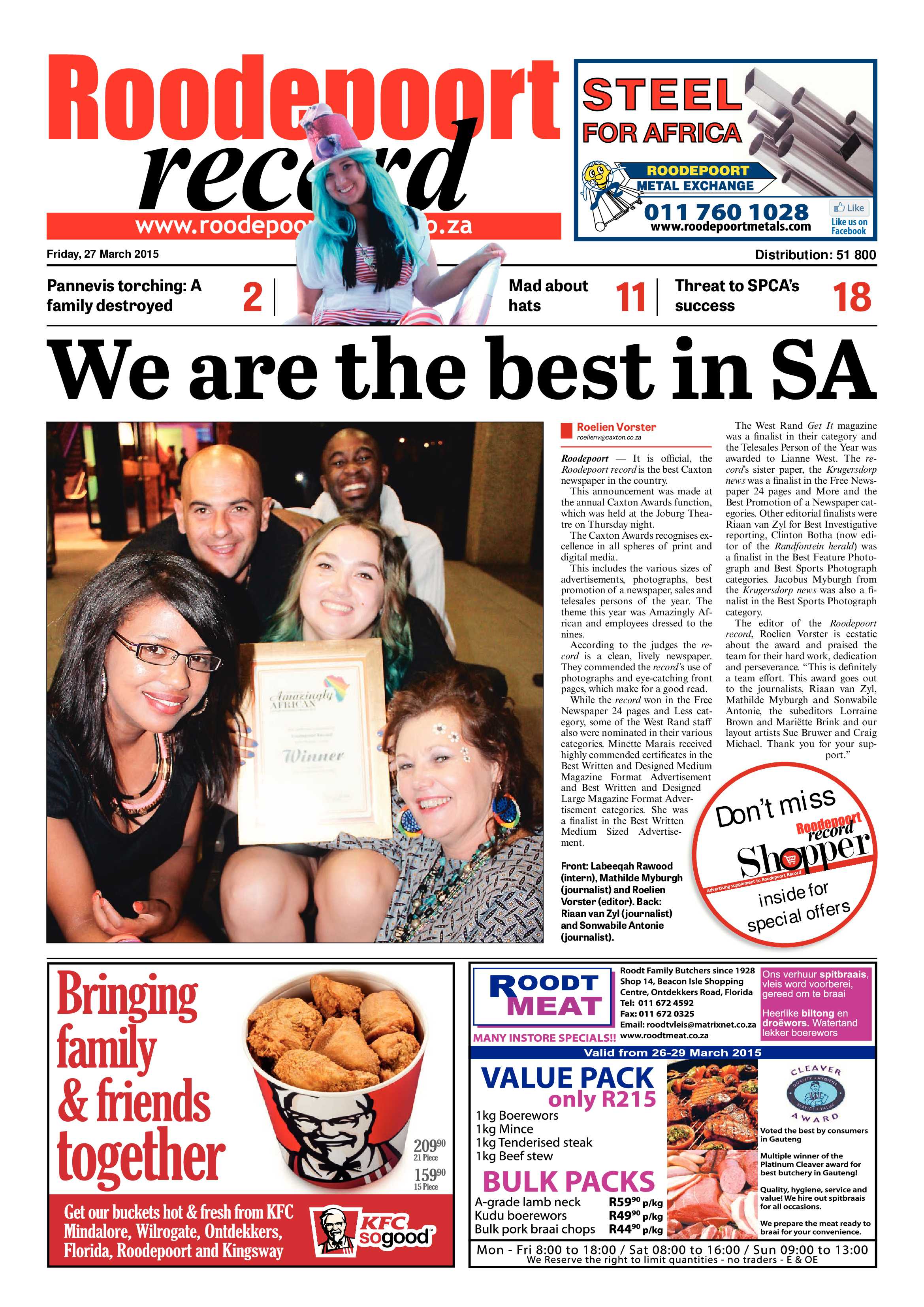 Roodepoort Record 27 March 2015 page 1