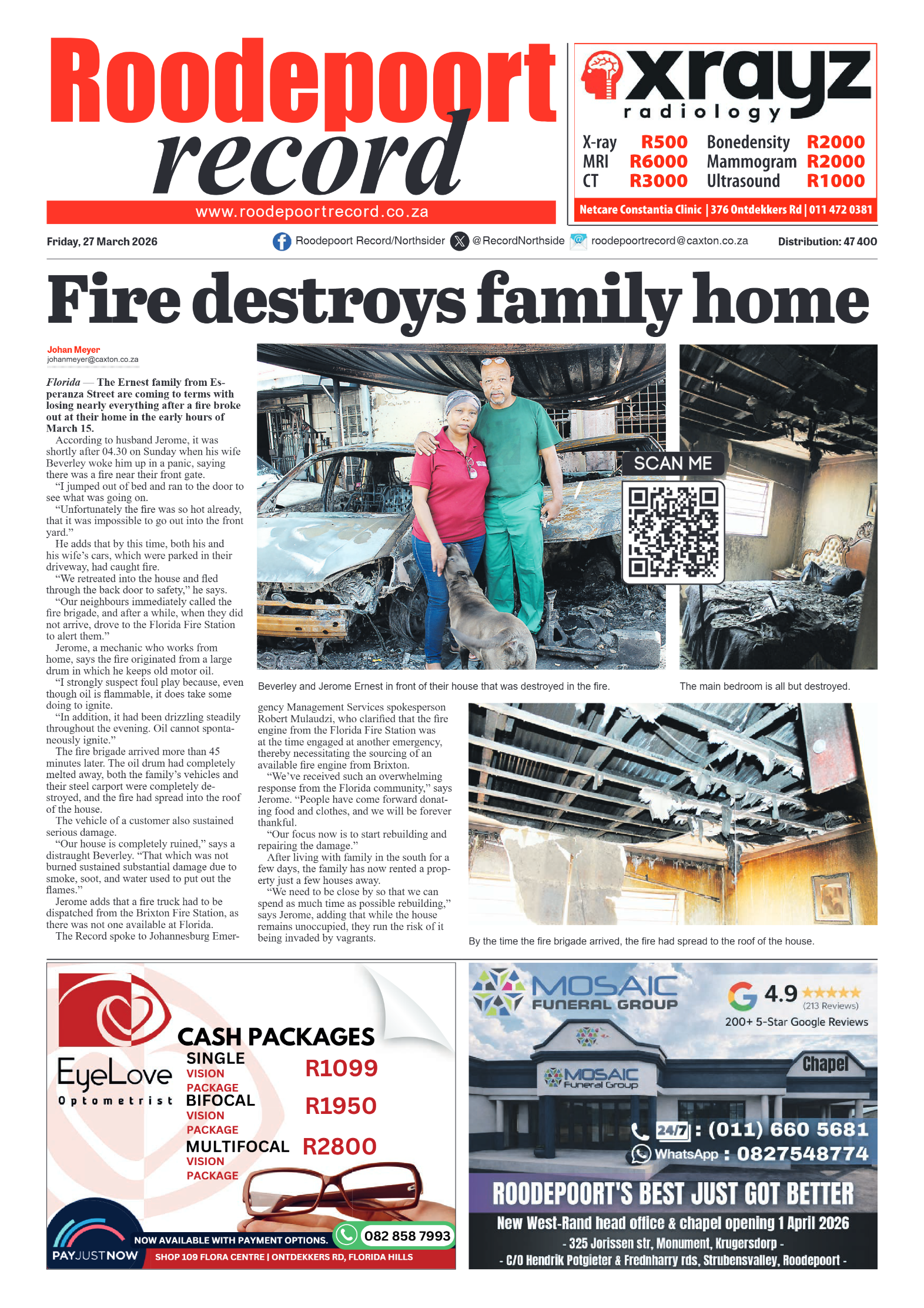 Roodepoort Record 27 March 2026 page 1
