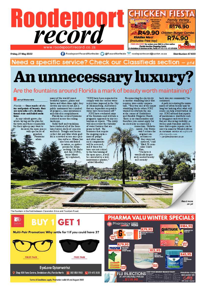 Roodepoort Record 27 May 2022 page 1