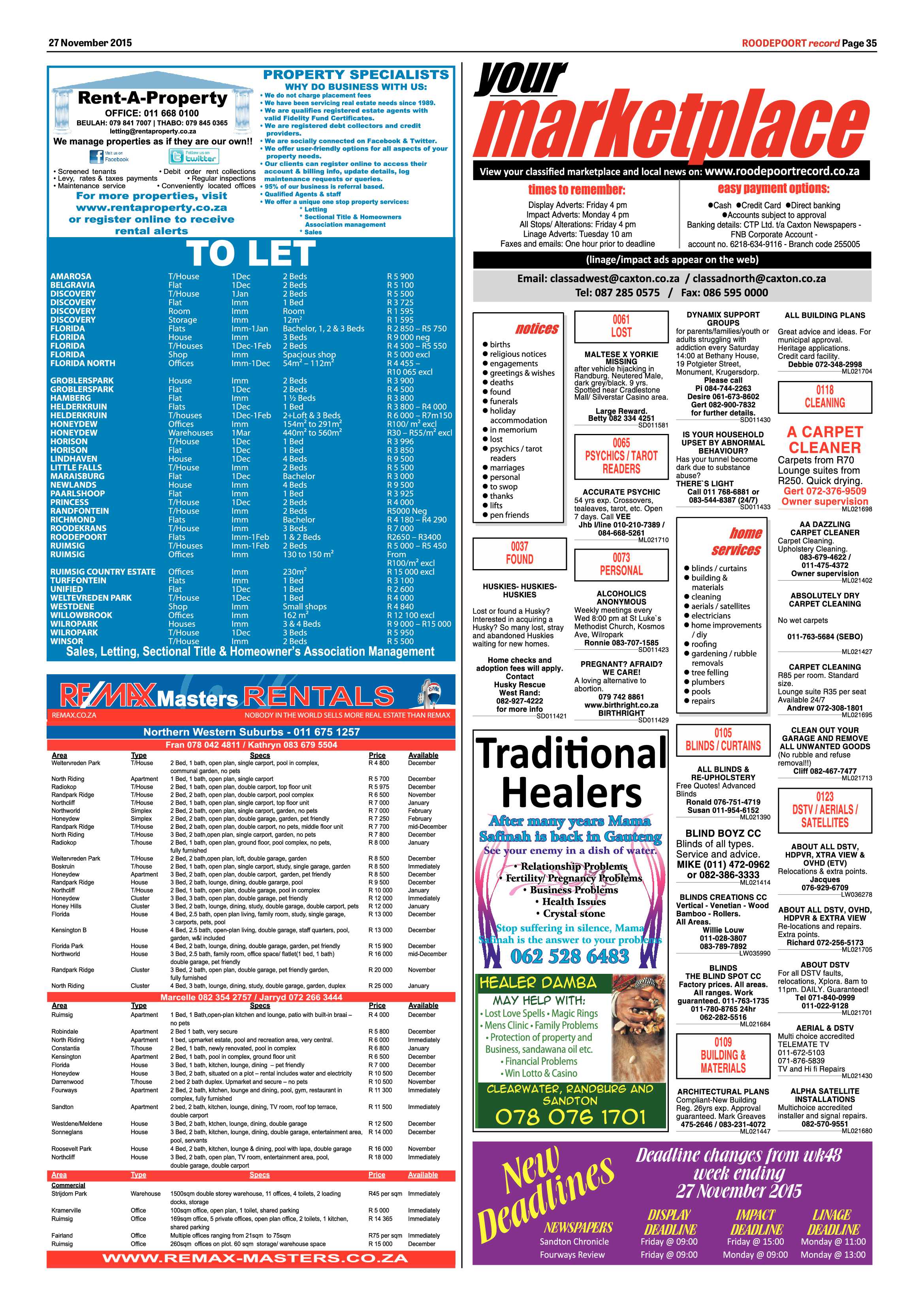 Roodepoort Record 27 November 2015 page 35