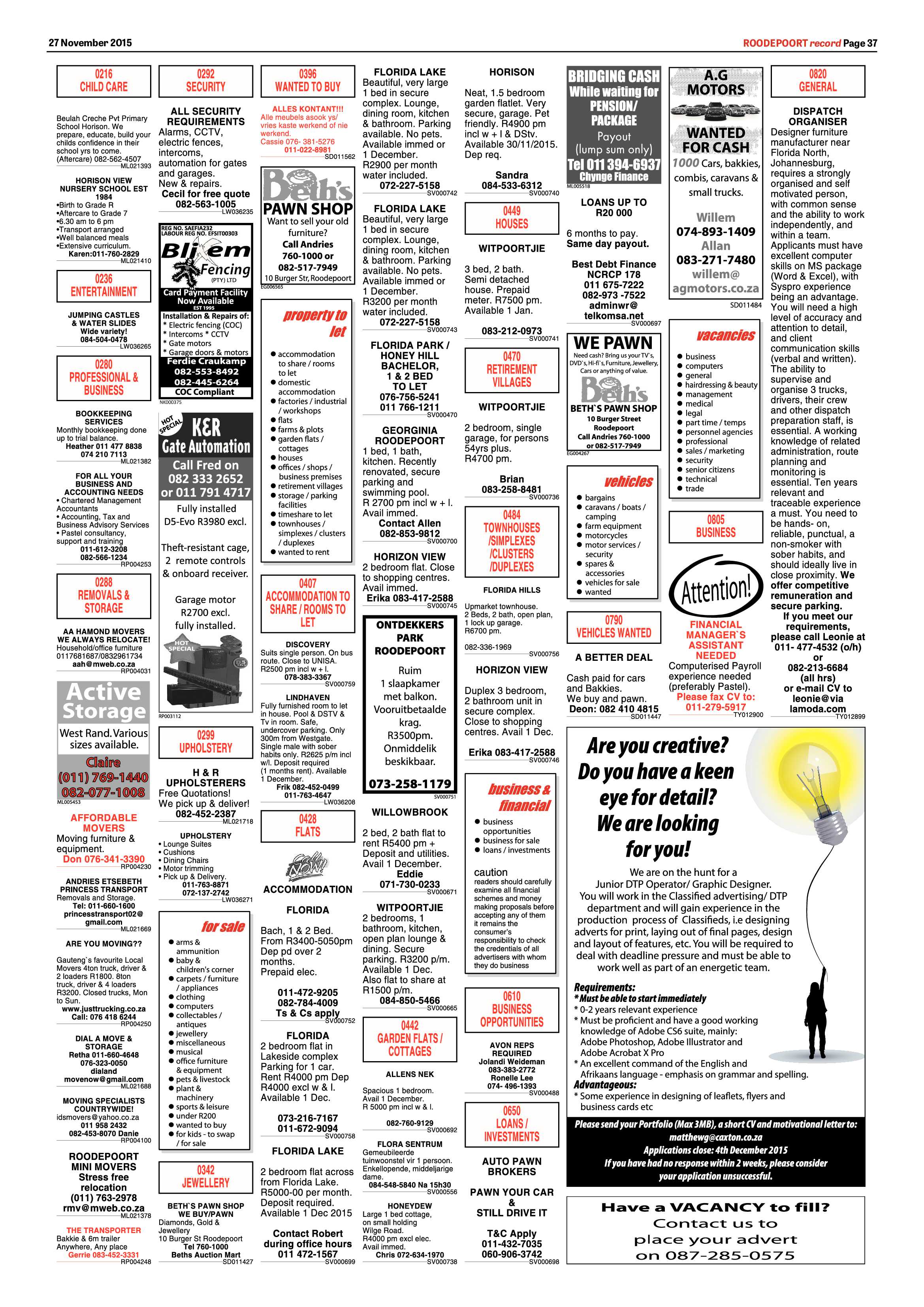 Roodepoort Record 27 November 2015 page 37