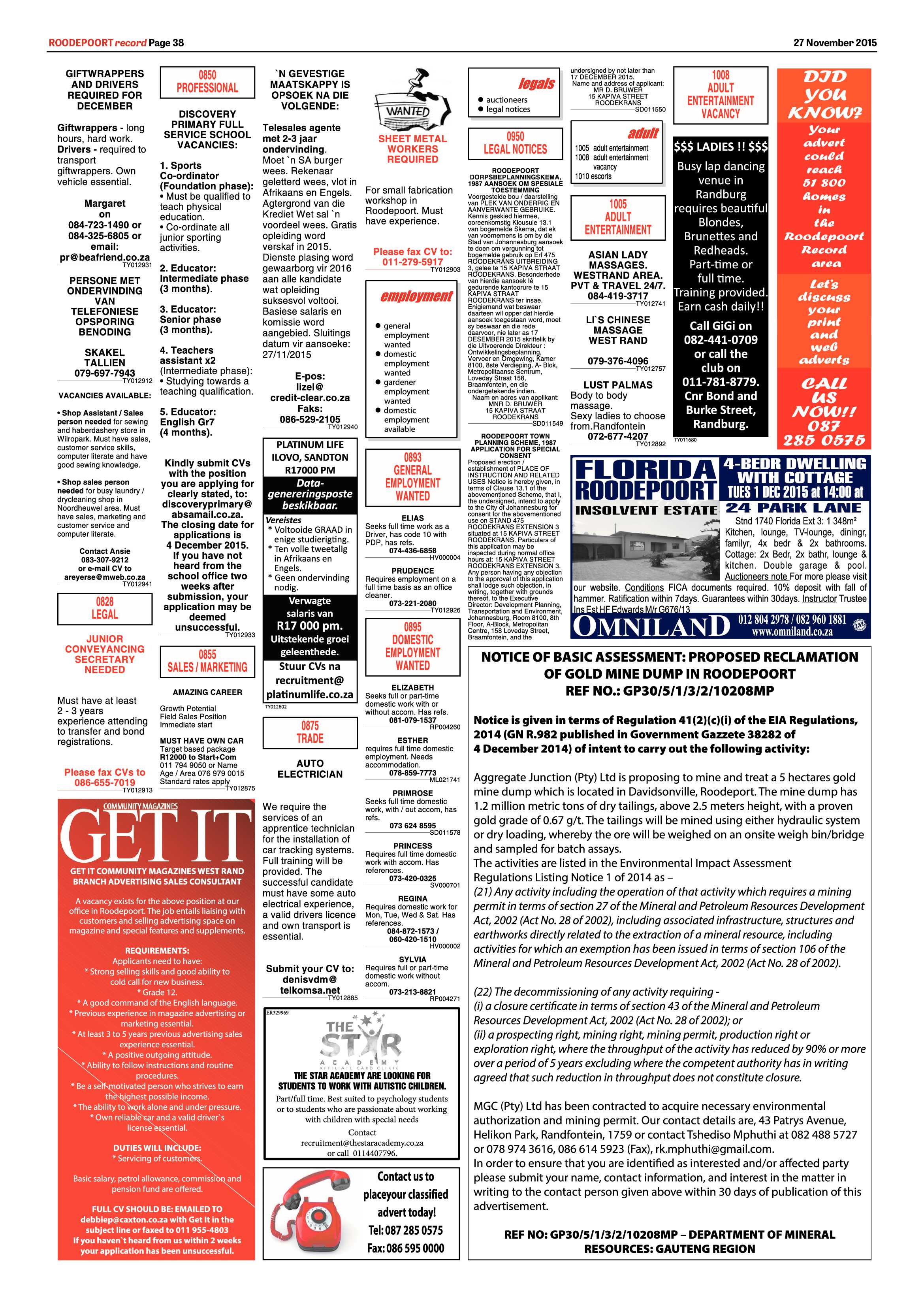 Roodepoort Record 27 November 2015 page 38