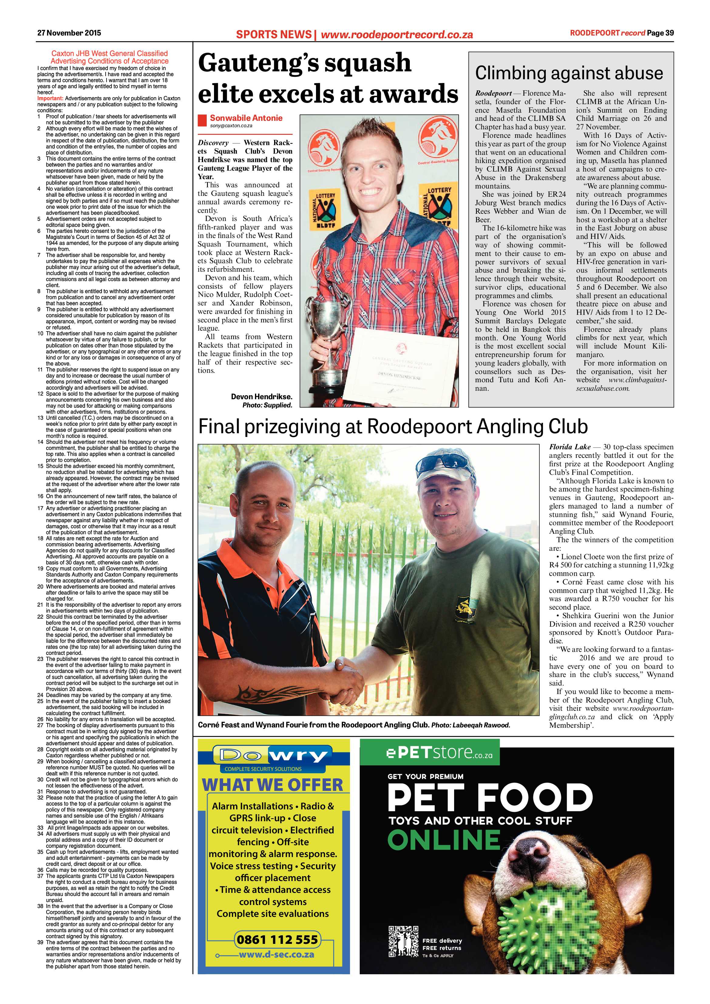 Roodepoort Record 27 November 2015 page 39