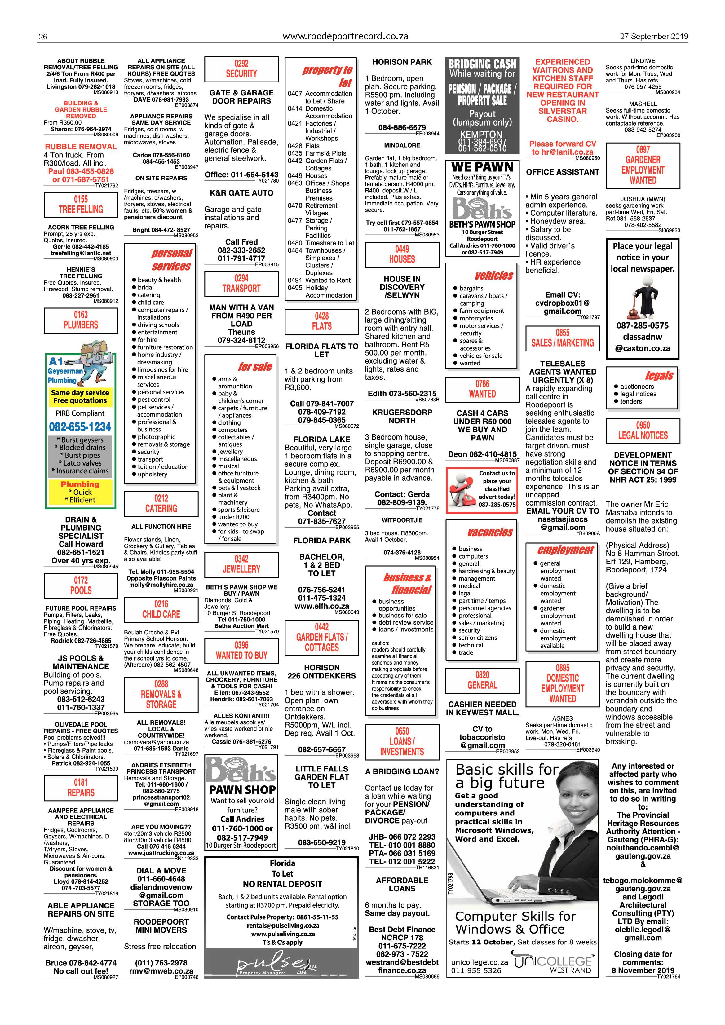 Roodepoort Record 27 September 2019 page 26