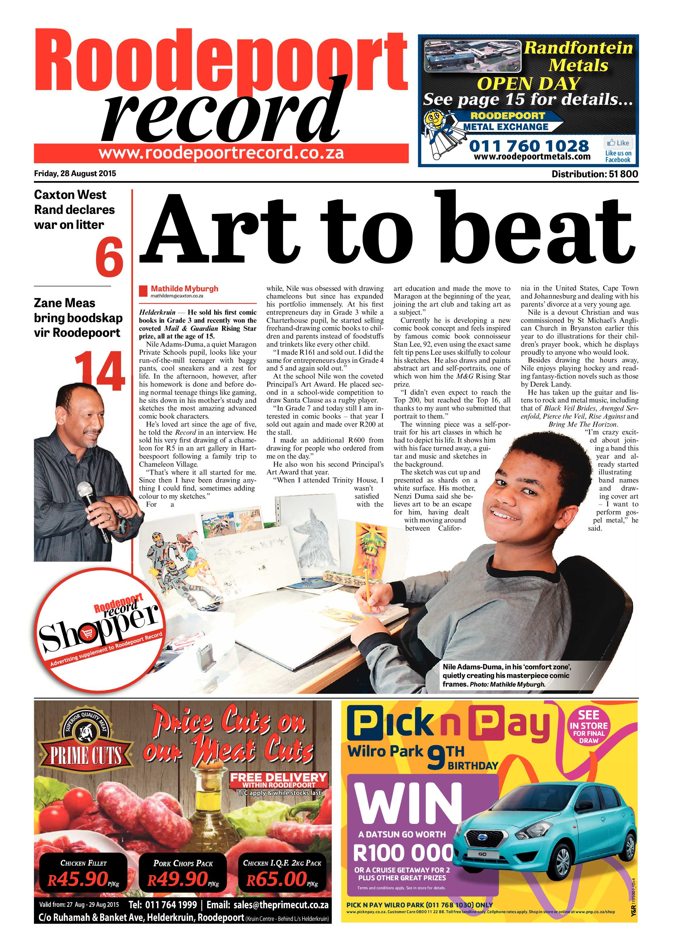 Roodepoort Record 28 August 2015 page 1