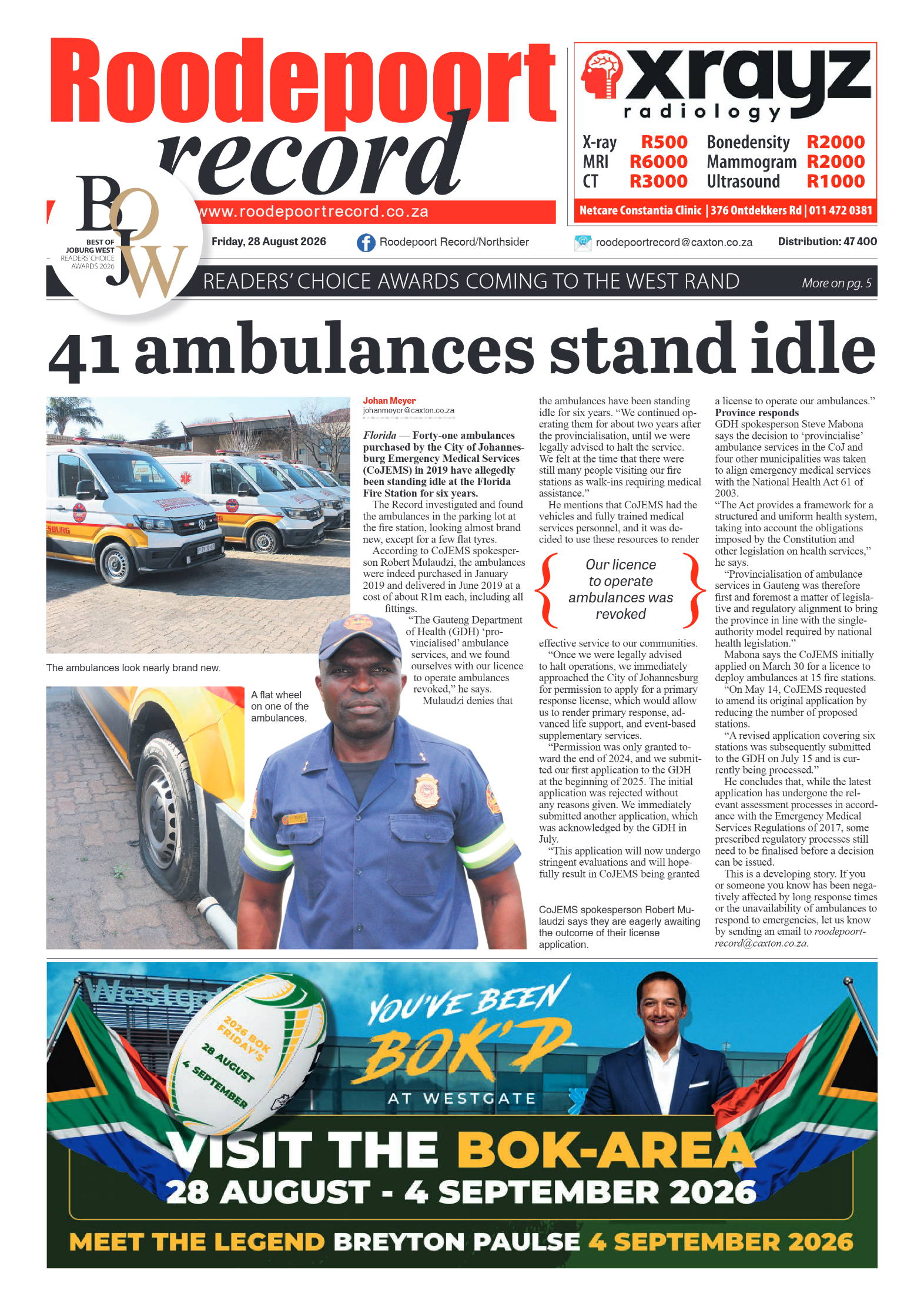 Roodepoort Record 28 August 2026 page 1
