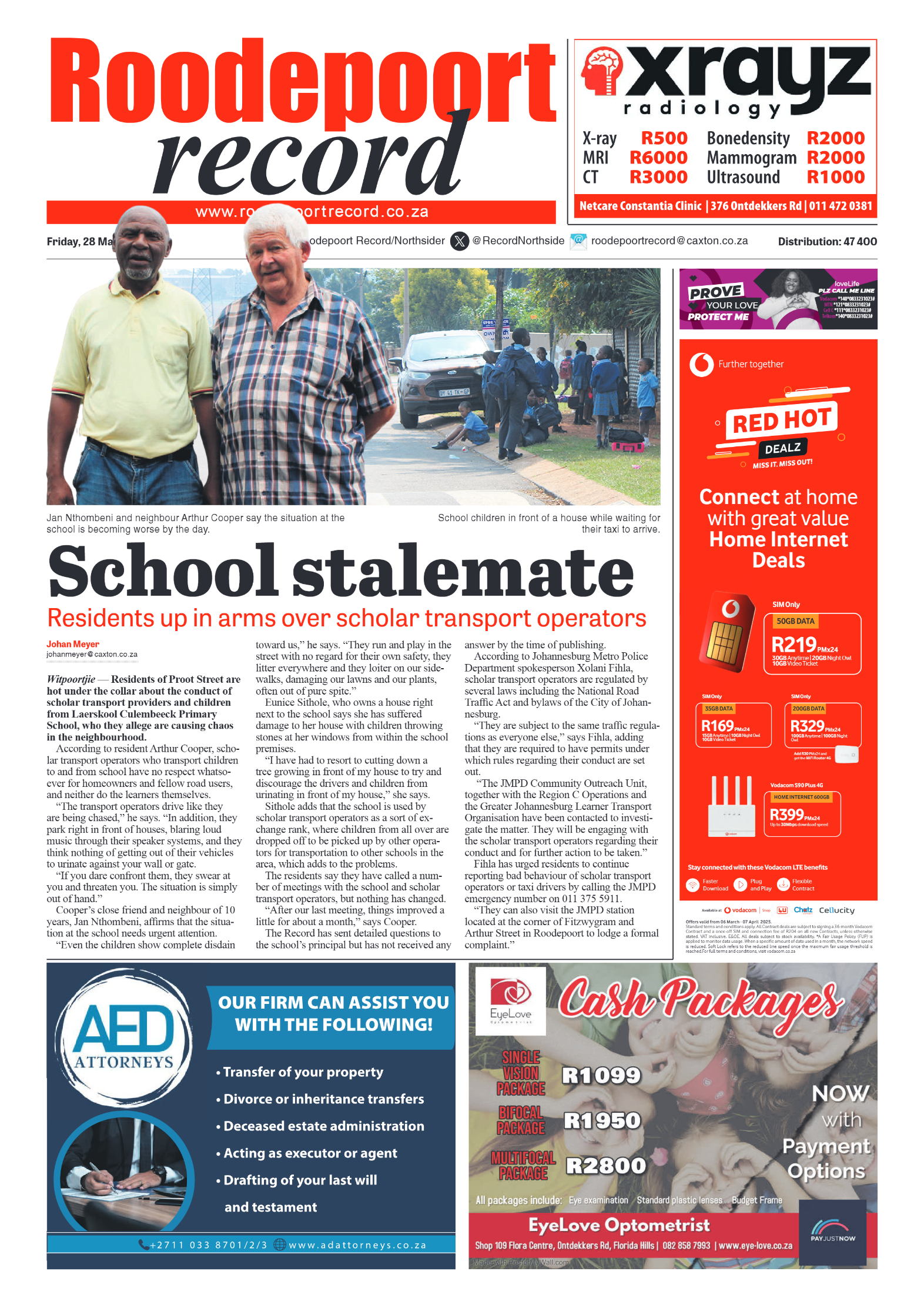 Roodepoort Record 28 March 2025 page 1