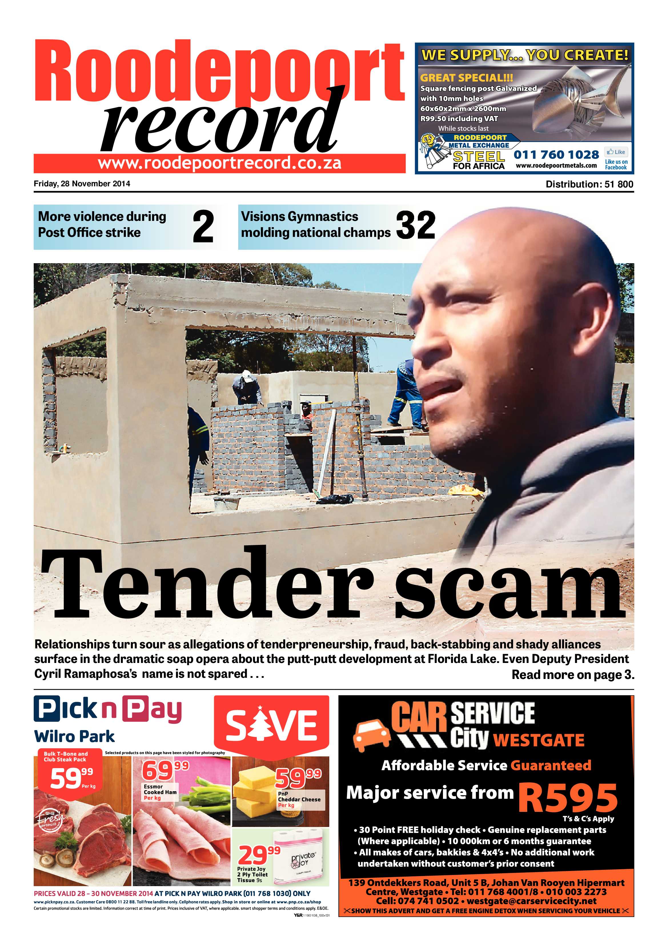 Roodepoort Record 28 November 2014 page 1