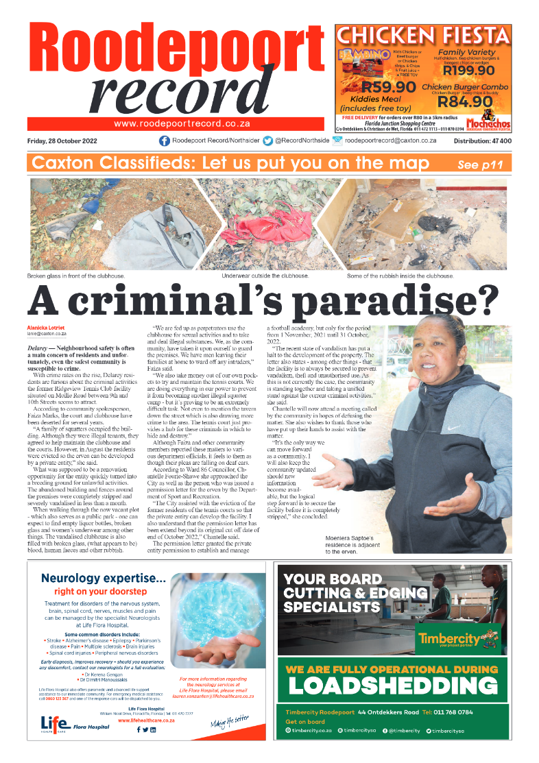 Roodepoort Record 28 October 2022 page 1