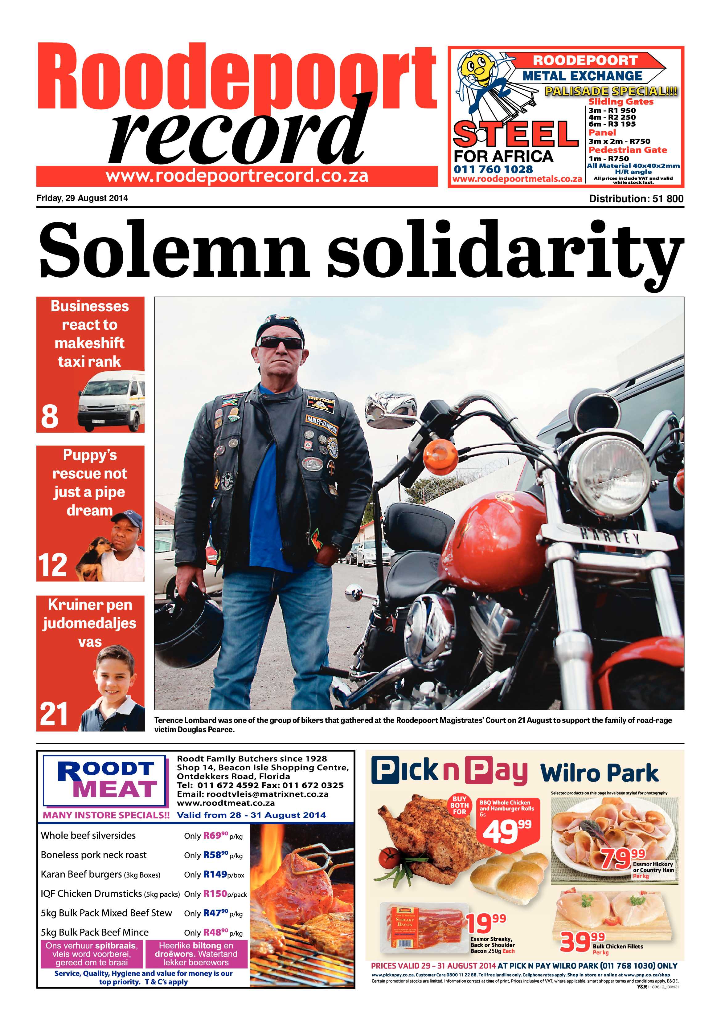 Roodepoort Record 29 August 2014 page 1