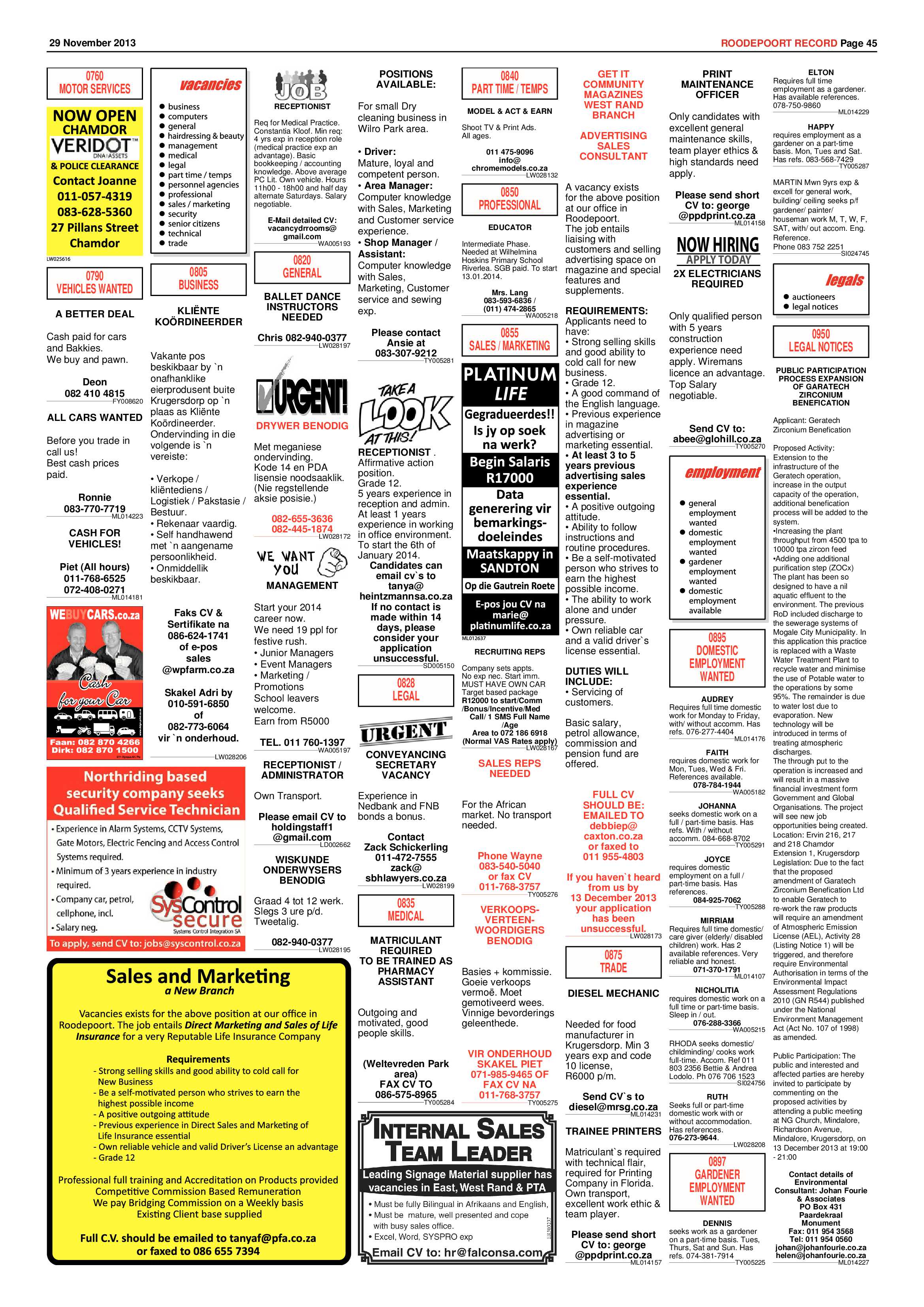 Roodepoort Record 29 November 2013 page 45