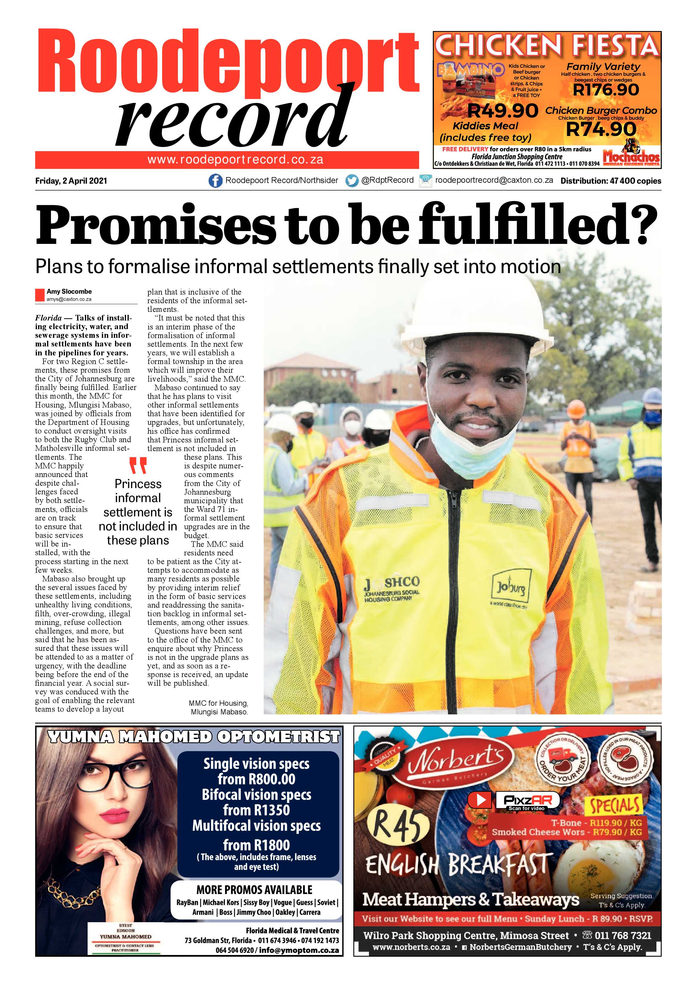 Roodepoort Record 2 April 2021 page 1