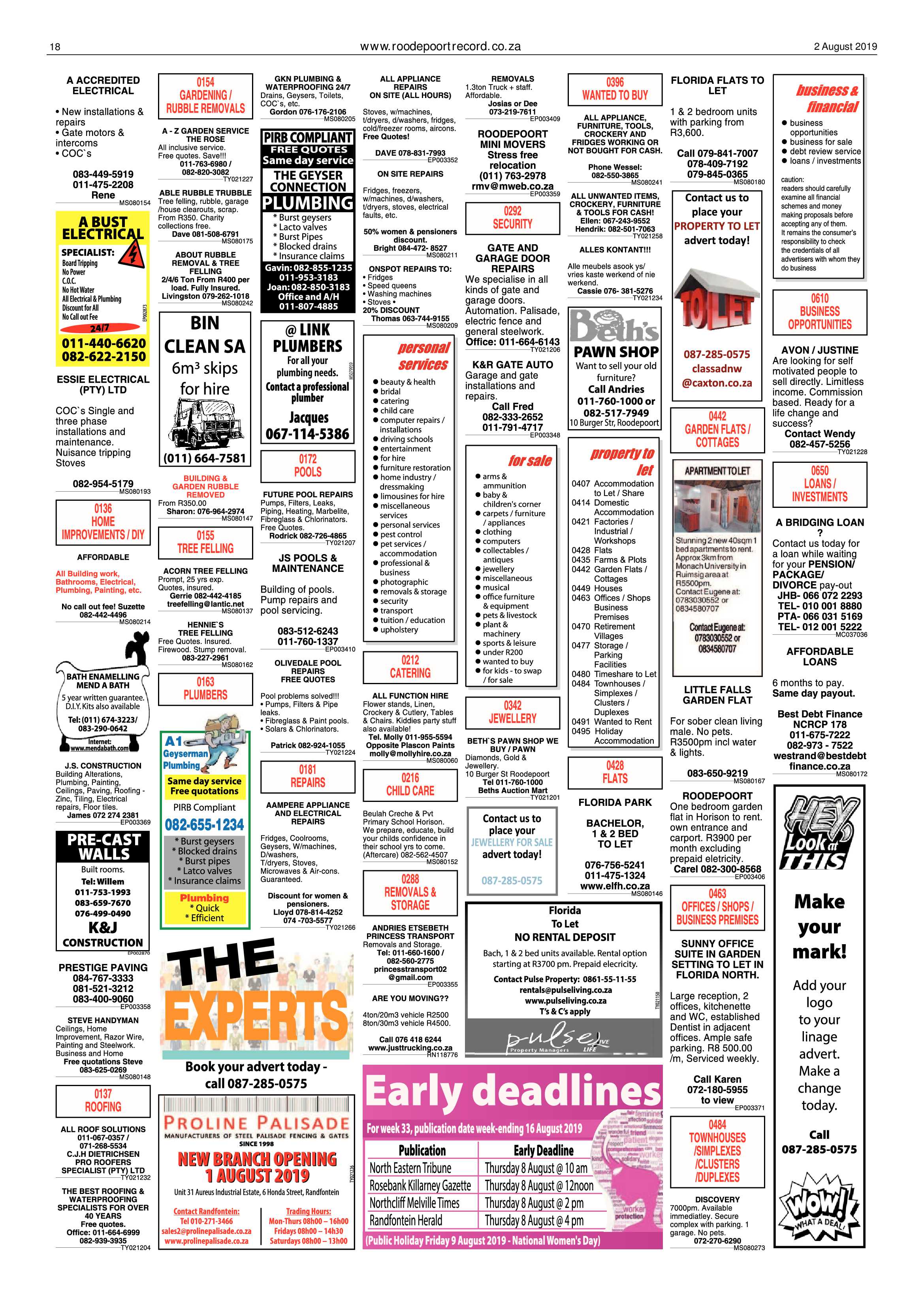 Roodepoort Record 2 August 2019 page 18