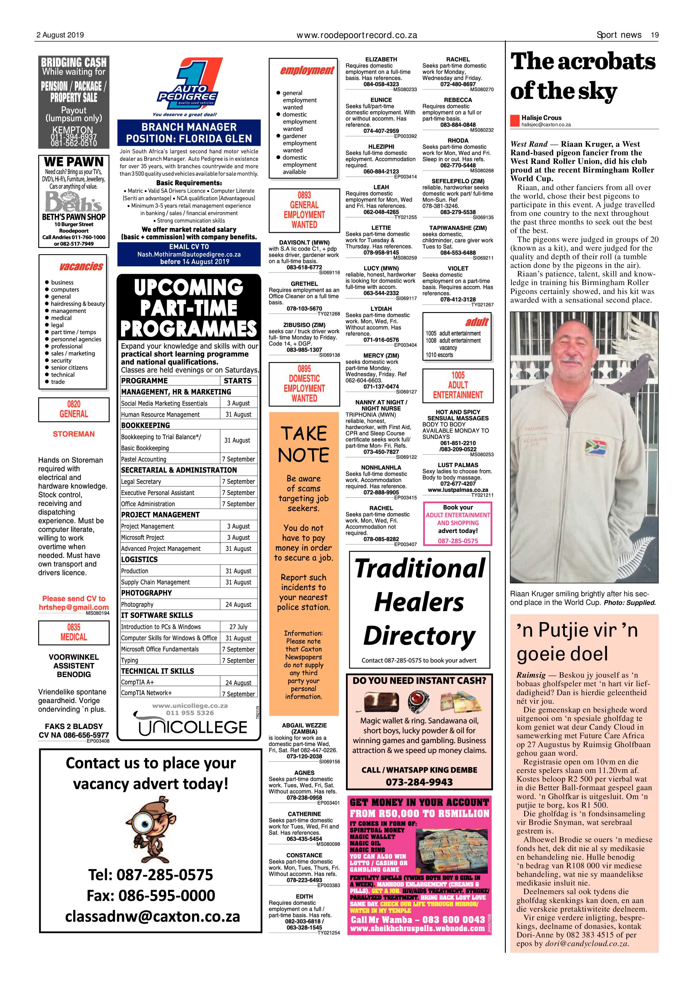 Roodepoort Record 2 August 2019 page 19