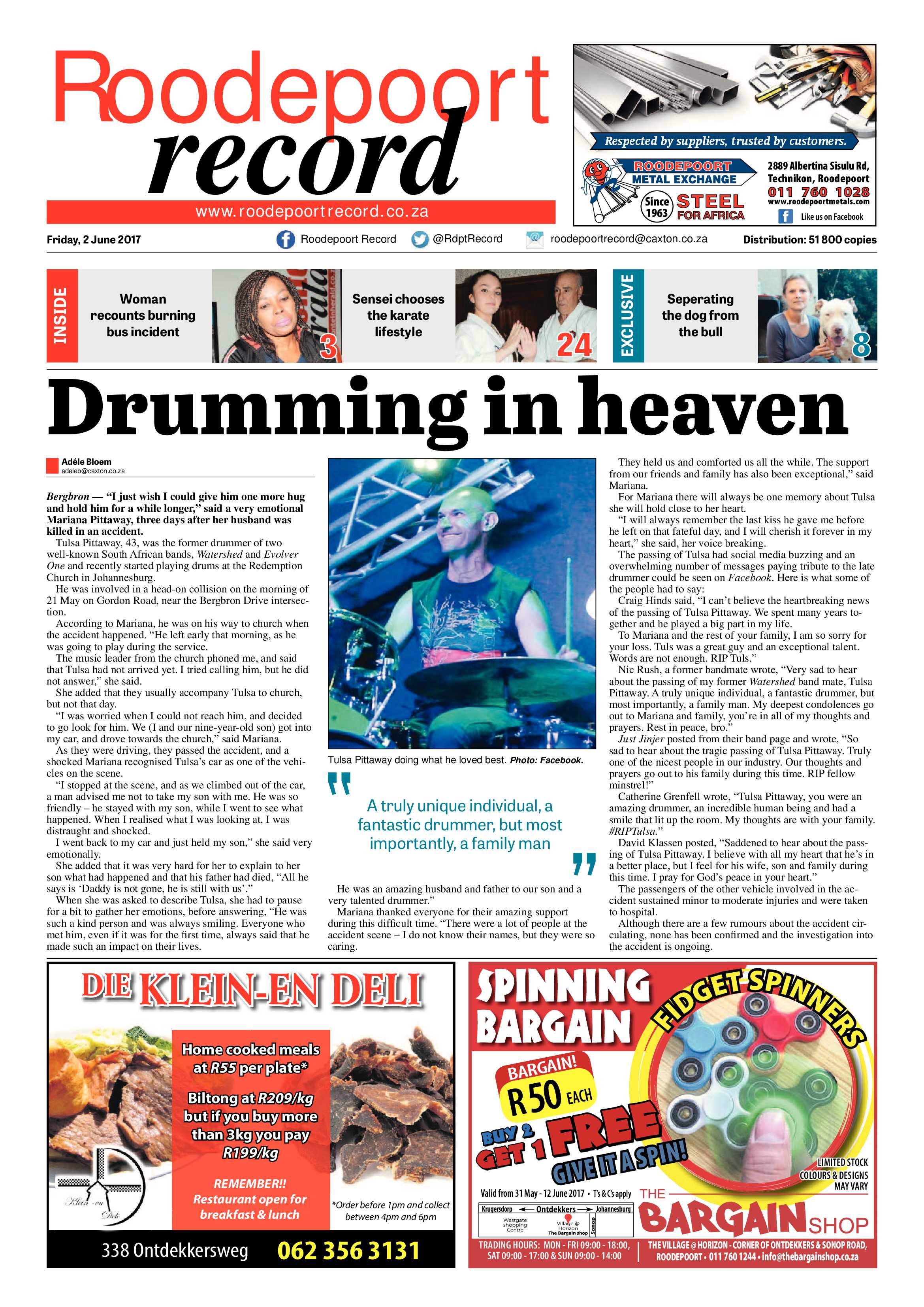 Roodepoort Record 2 June 2017 page 1