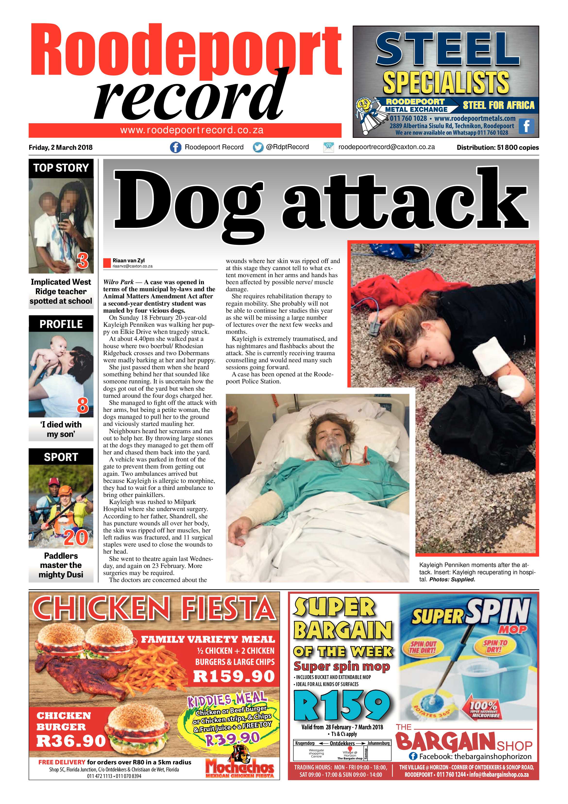 Roodepoort Record 2 March 2018 page 1