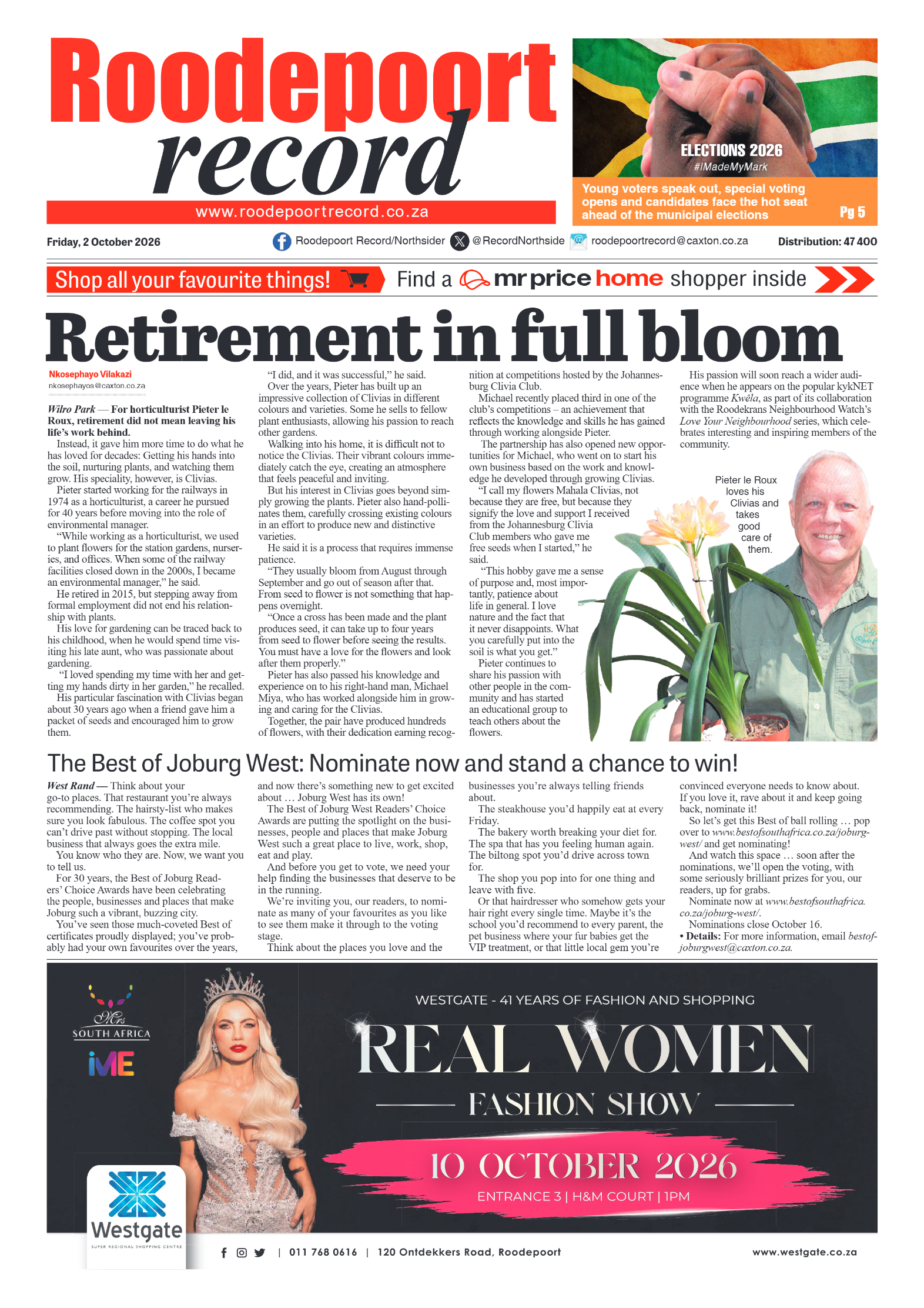 Roodepoort Record 2 October 2026 page 1