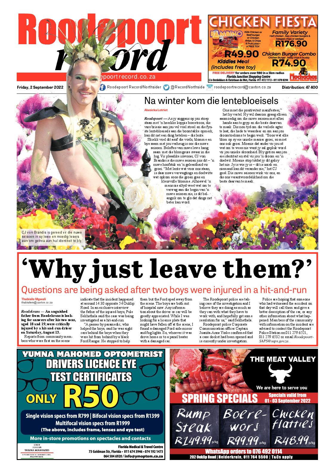 Roodepoort Record 2 September 2022 page 1