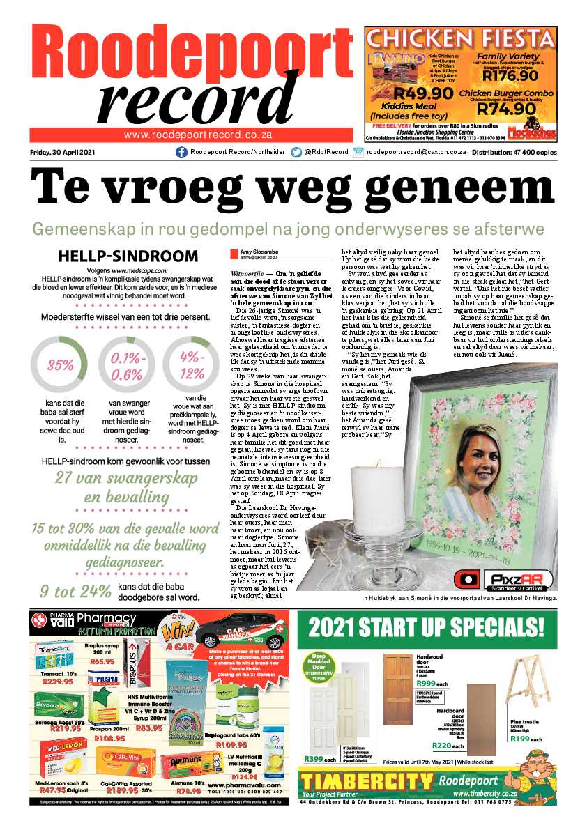 Roodepoort Record 30 April 2021 page 1