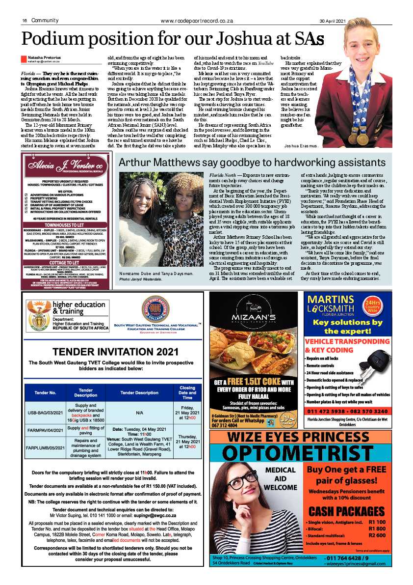 Roodepoort Record 30 April 2021 page 16