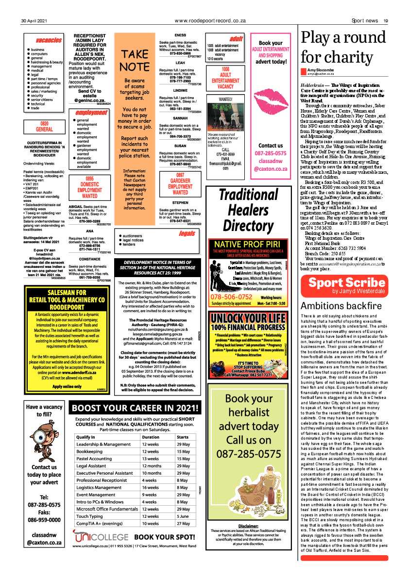 Roodepoort Record 30 April 2021 page 19