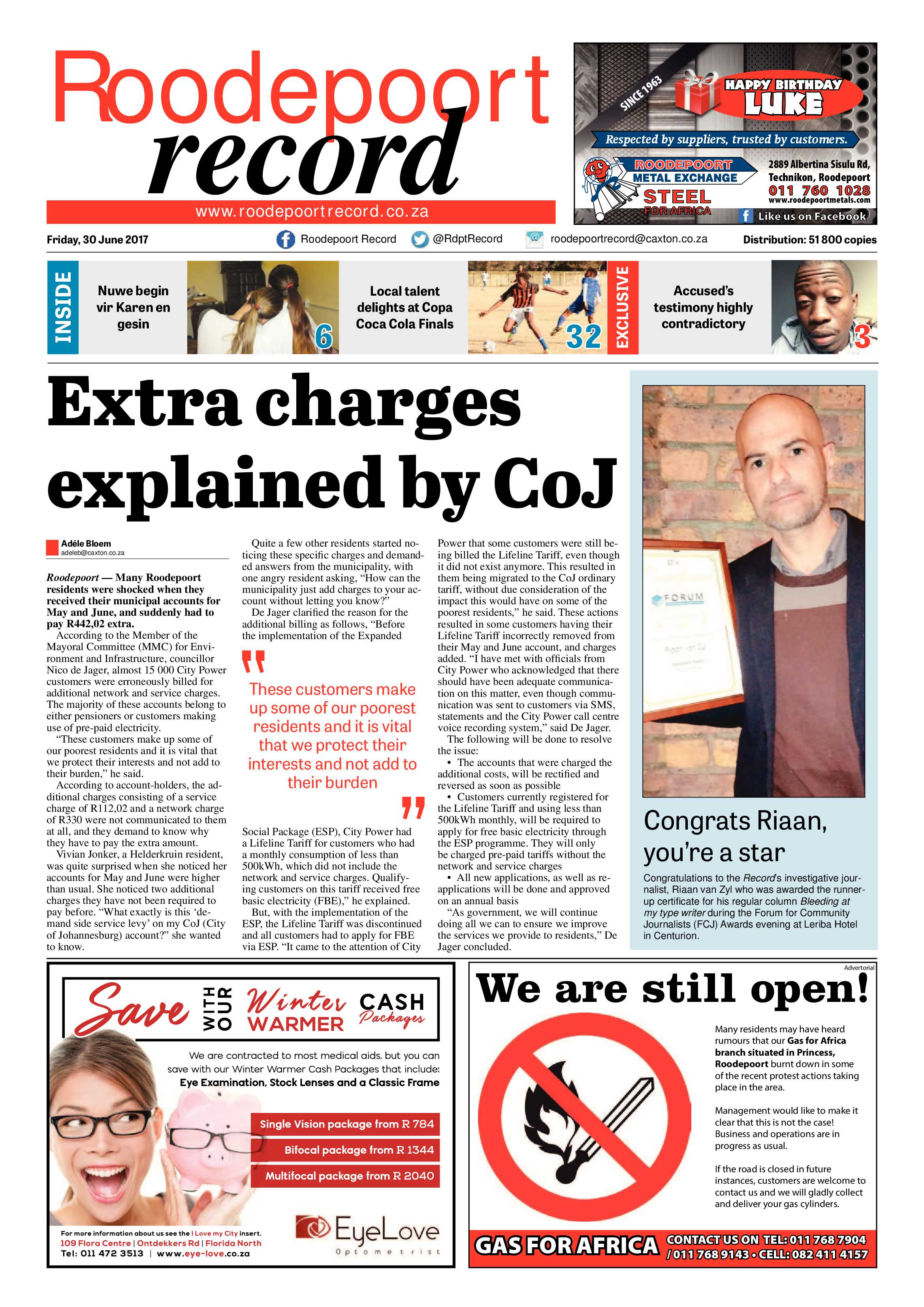Roodepoort Record 30 June 2017 page 1
