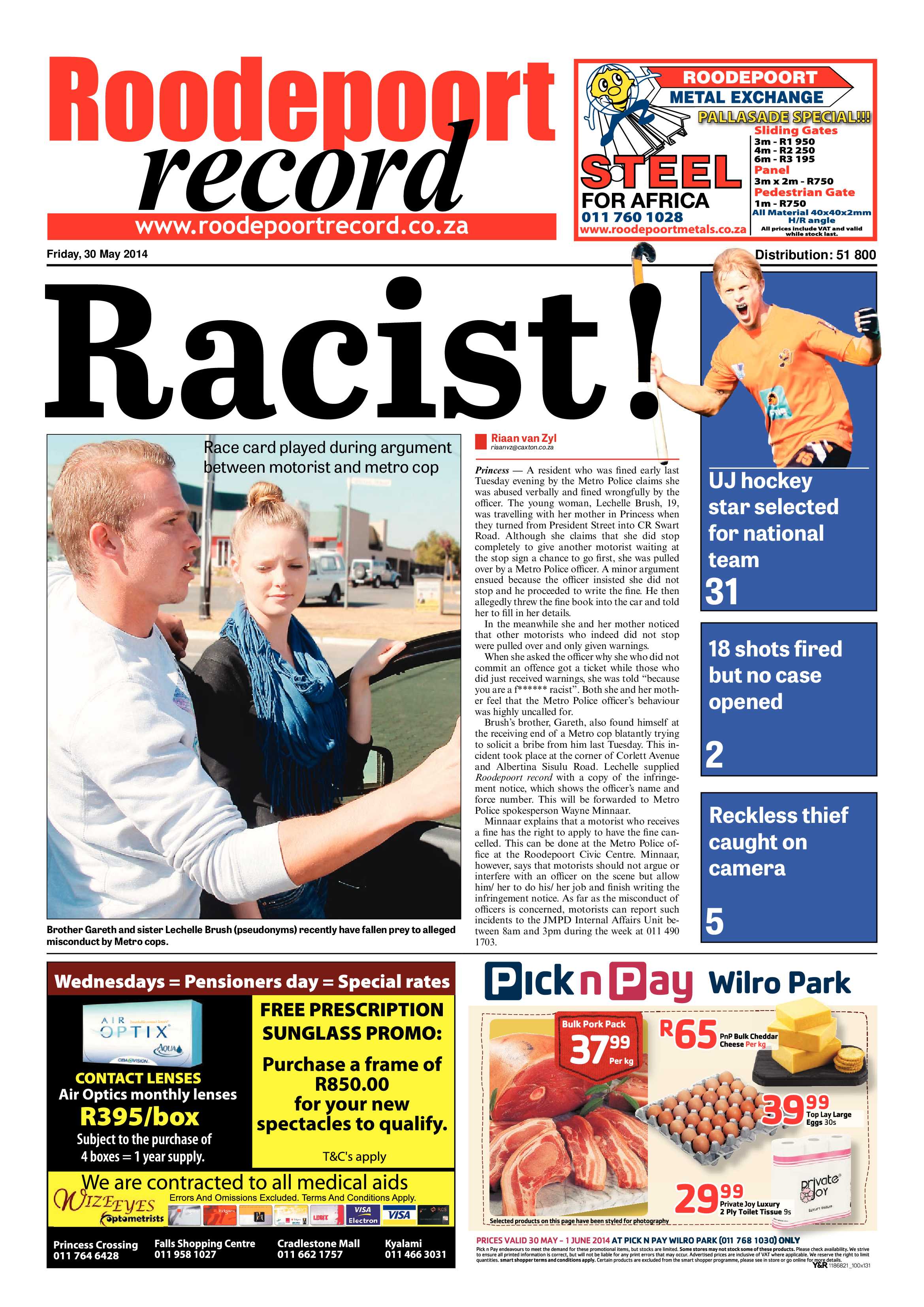 Roodepoort Record 30 May 2014 page 1