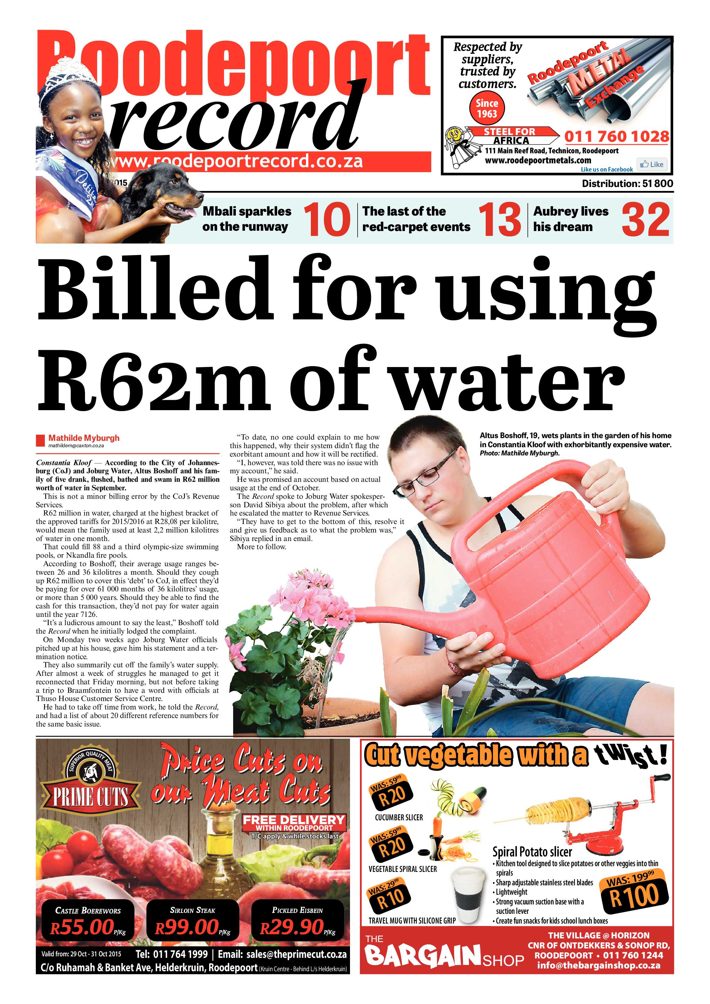 Roodepoort Record 30 October 2015 page 1