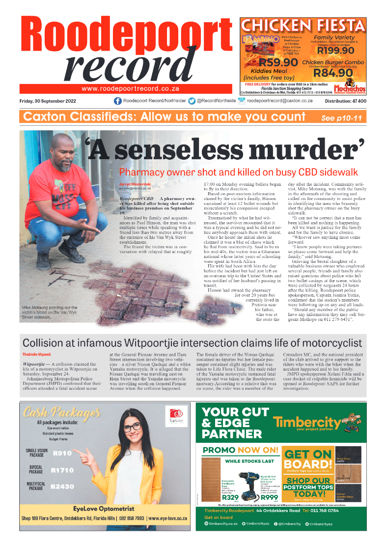 Roodepoort Record 30 September 2022 page 1