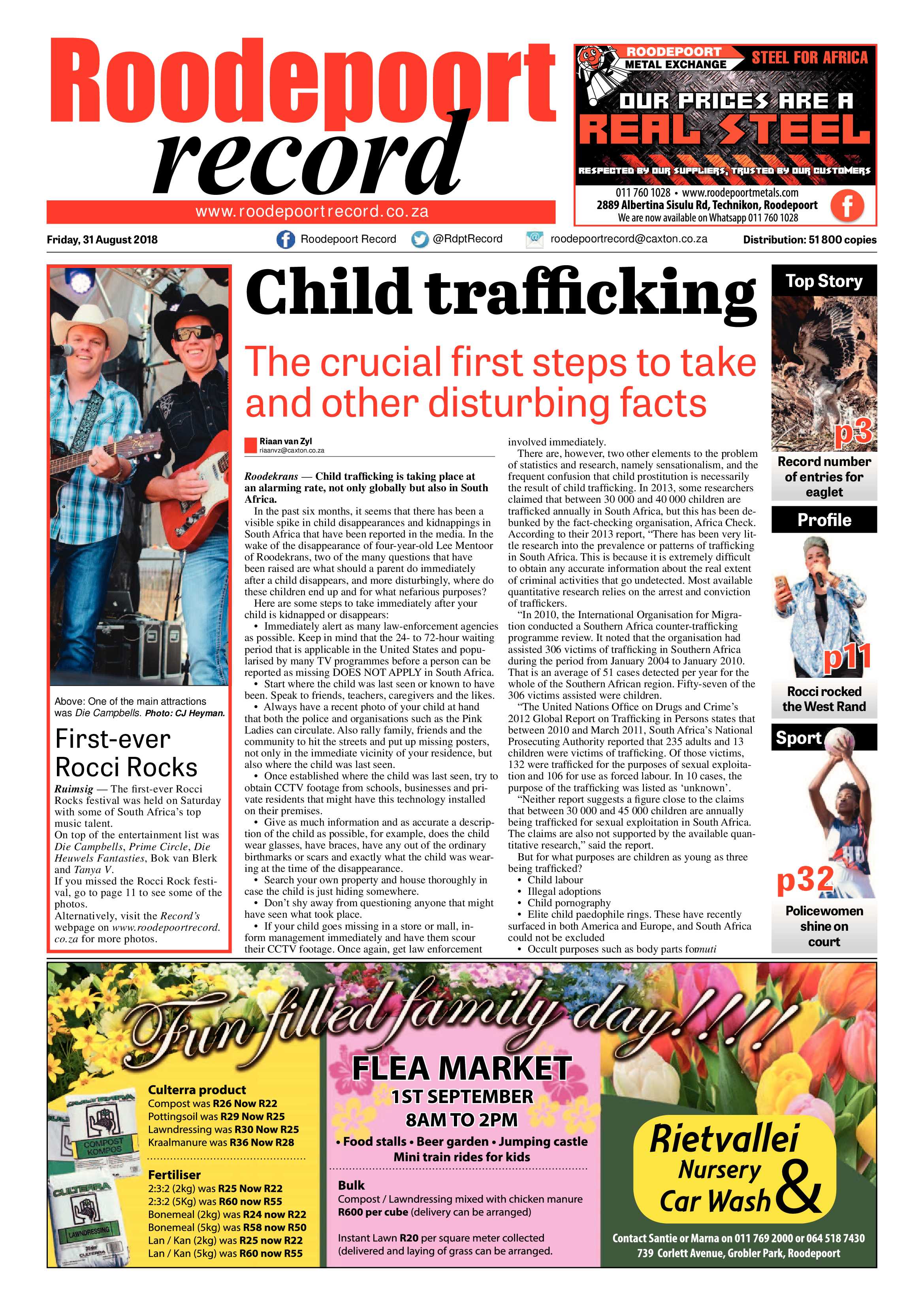Roodepoort Record 31 August 2018 page 1