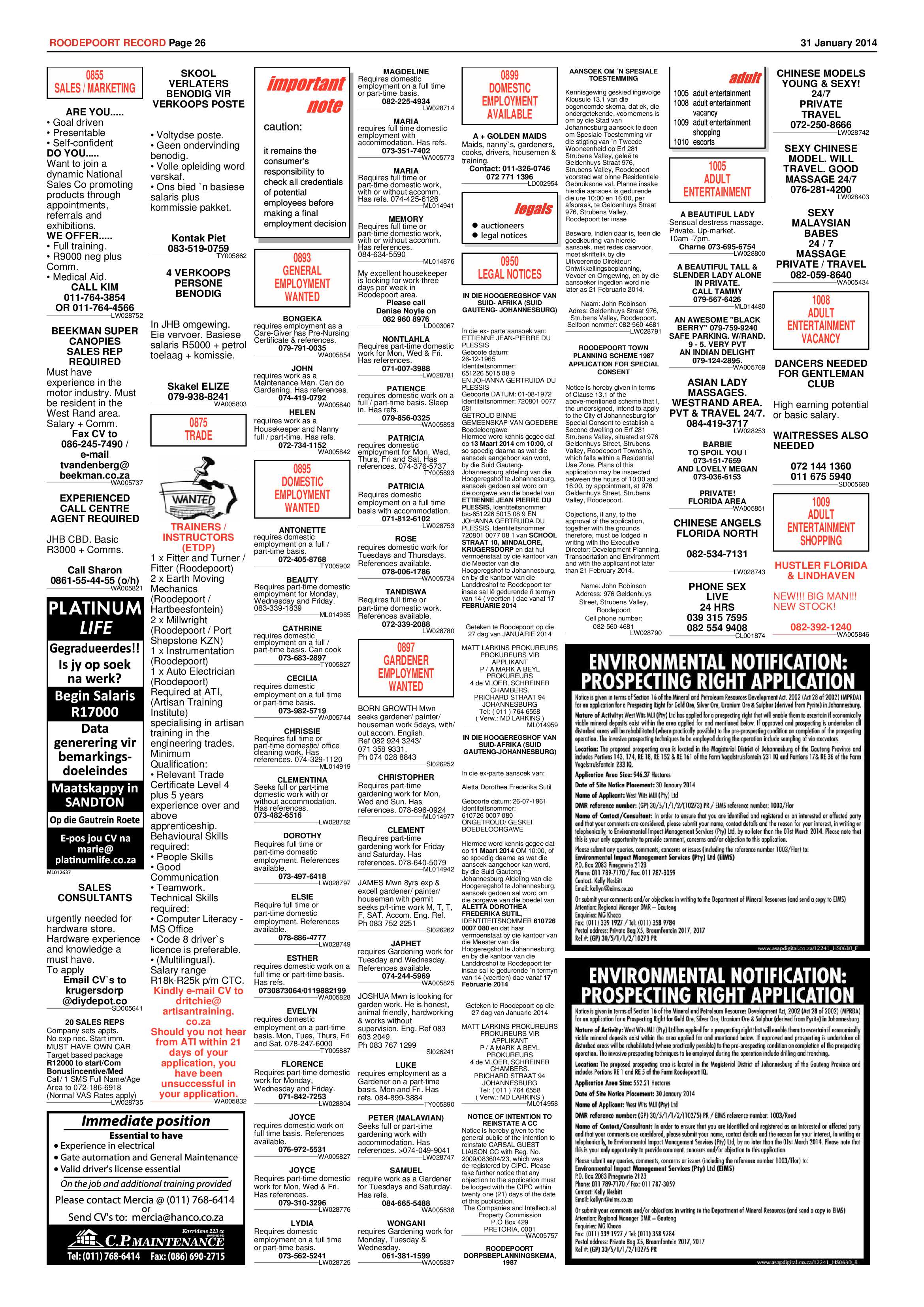 Roodepoort Record 31 January 2014 page 26